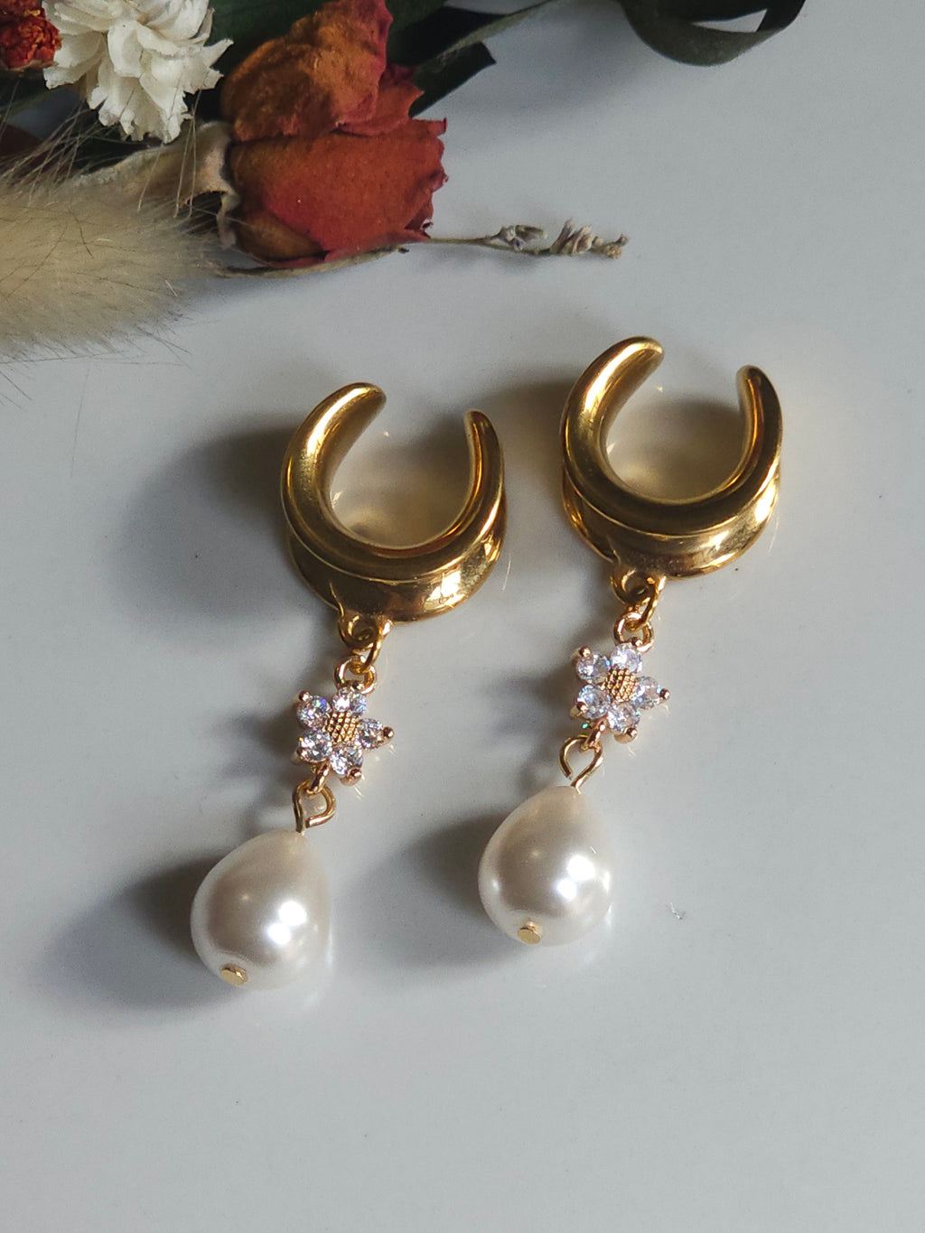 Flower Crystal Dangle Gauges or Saddles