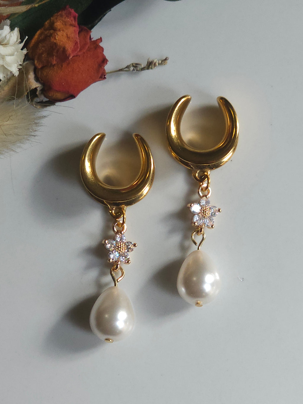 Flower Crystal Dangle Gauges or Saddles