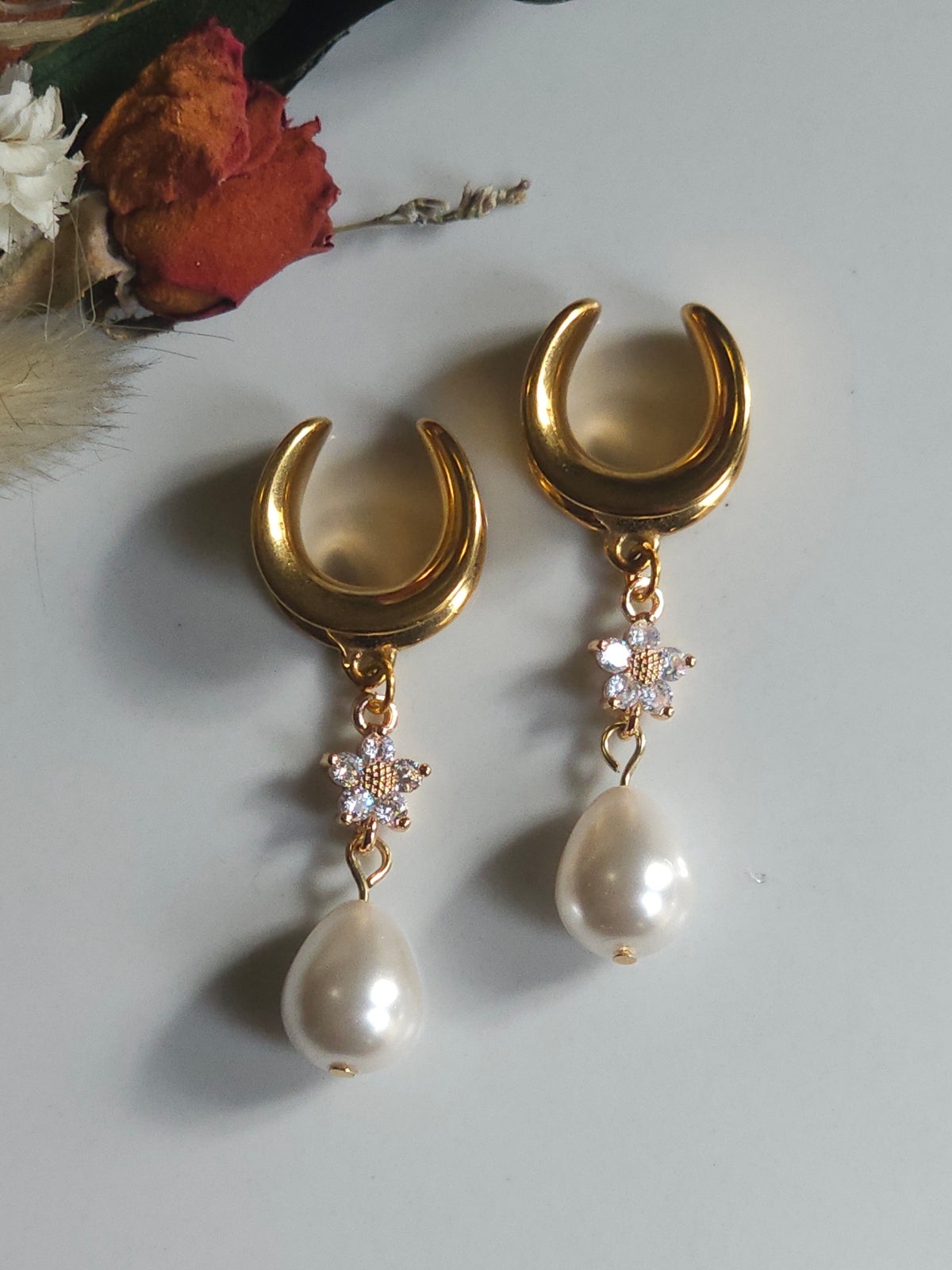 Flower Crystal Dangle Gauges or Saddles