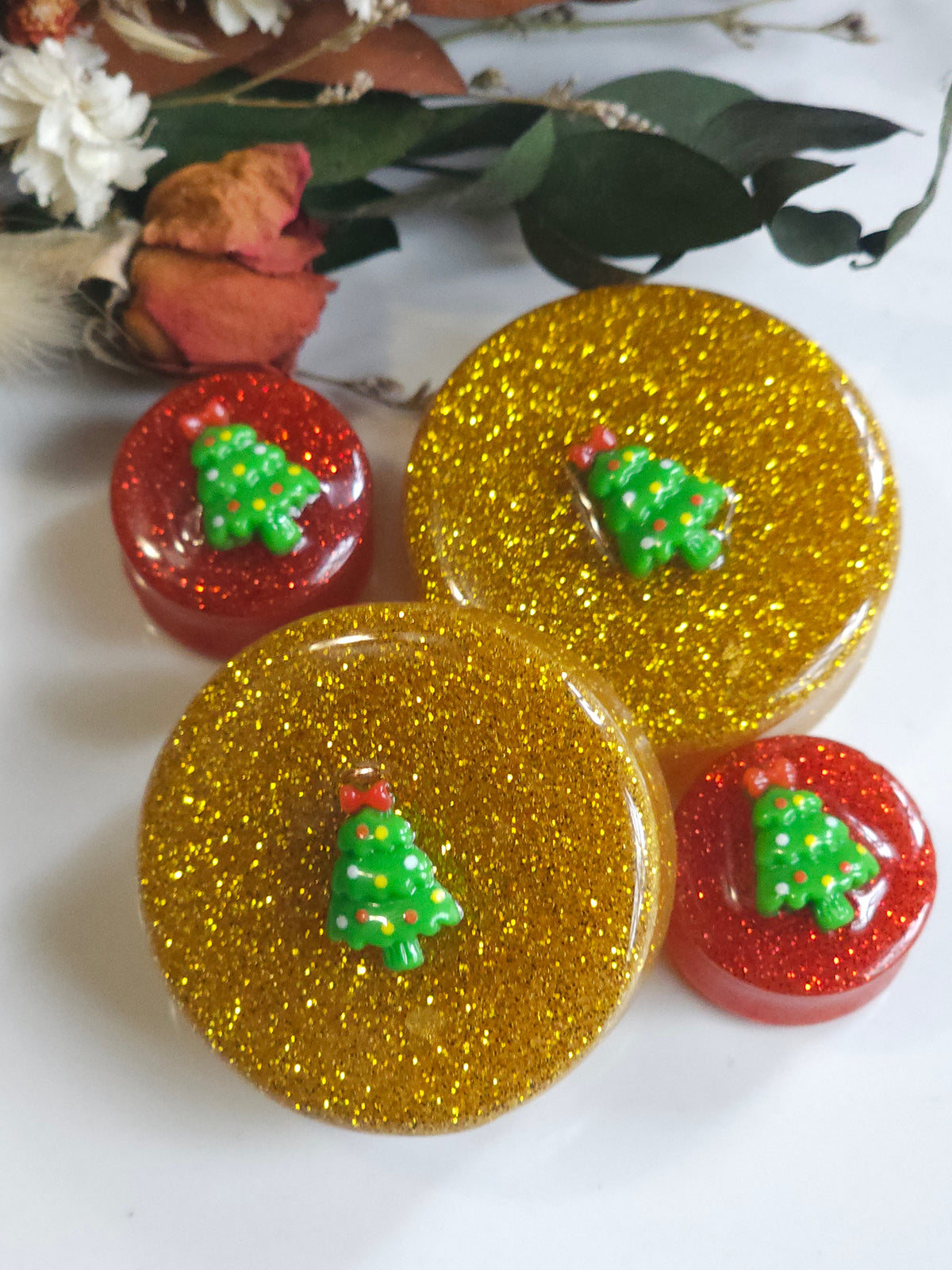 19MM-50MM Christmas tree Xmas Glitter plugs