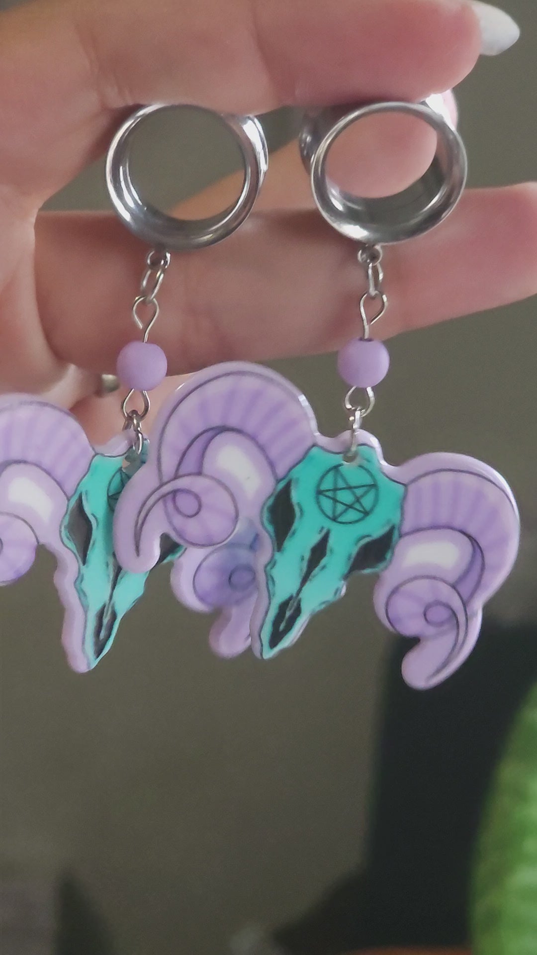 Pastel Goth Ram dangle gauges