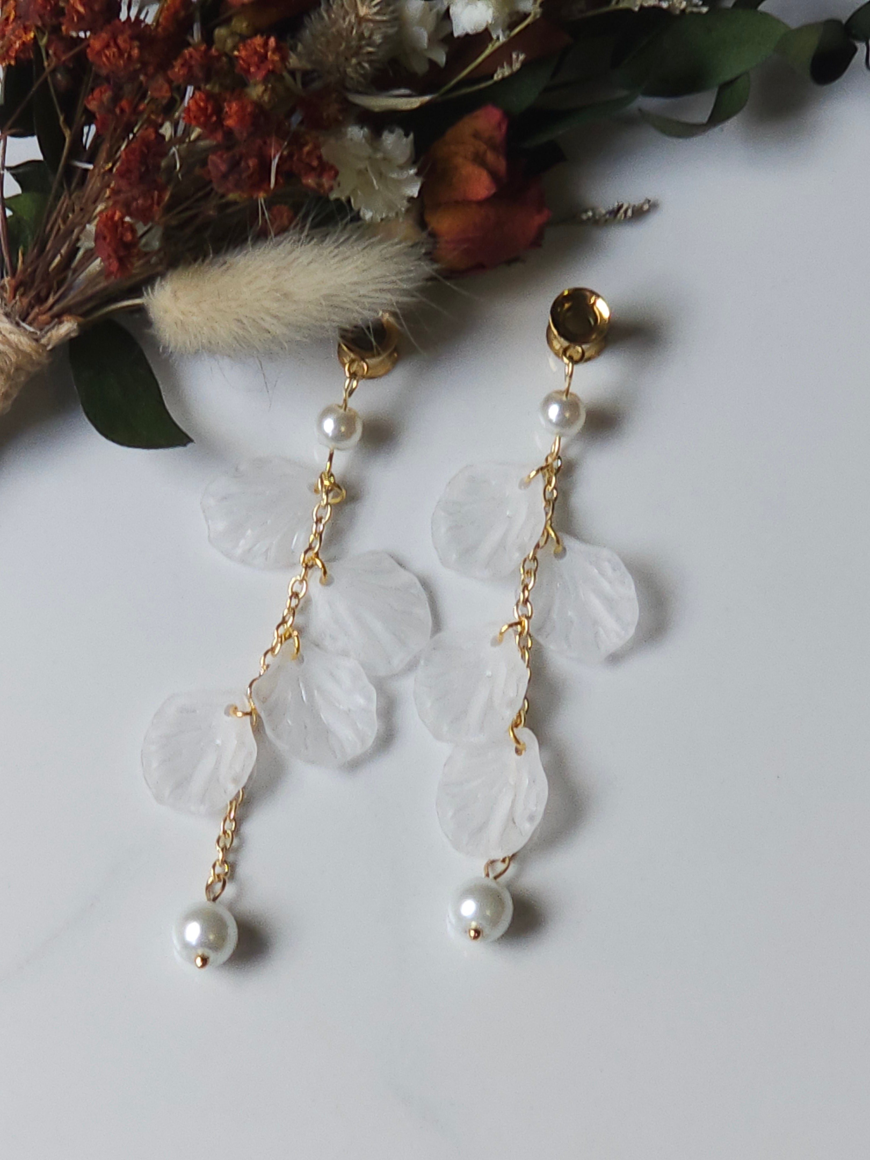 Petal and Faux pearl dangle gauges