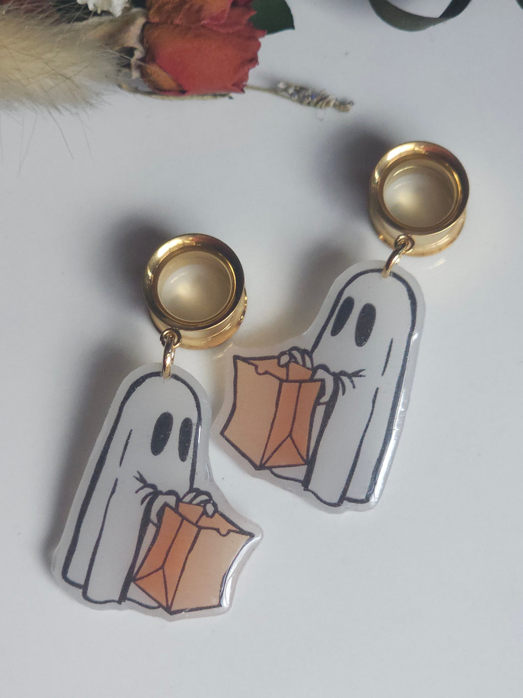 Cute Ghost Halloween dangle gauges