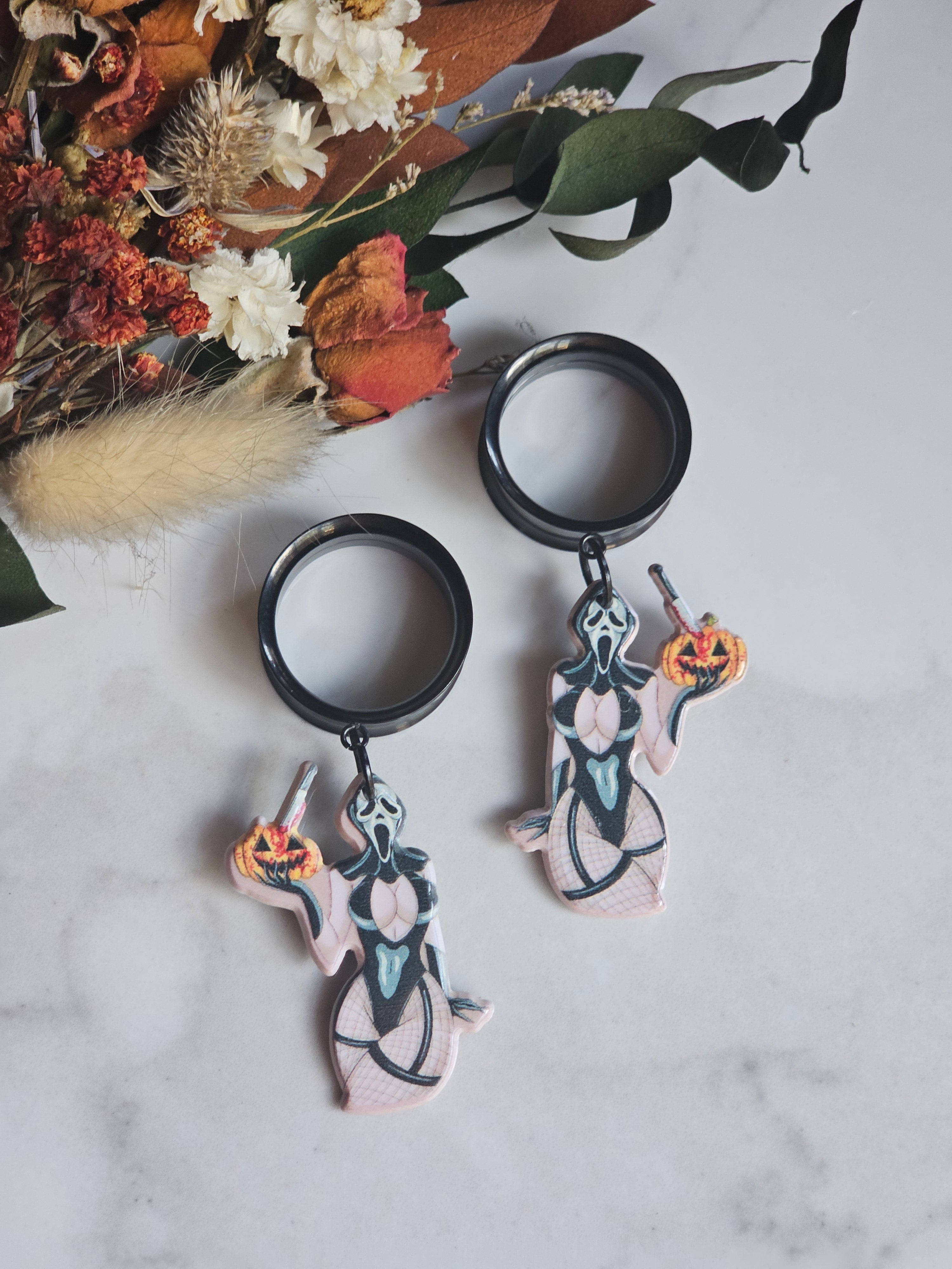 Sexy pin up ghostface dangle gauges