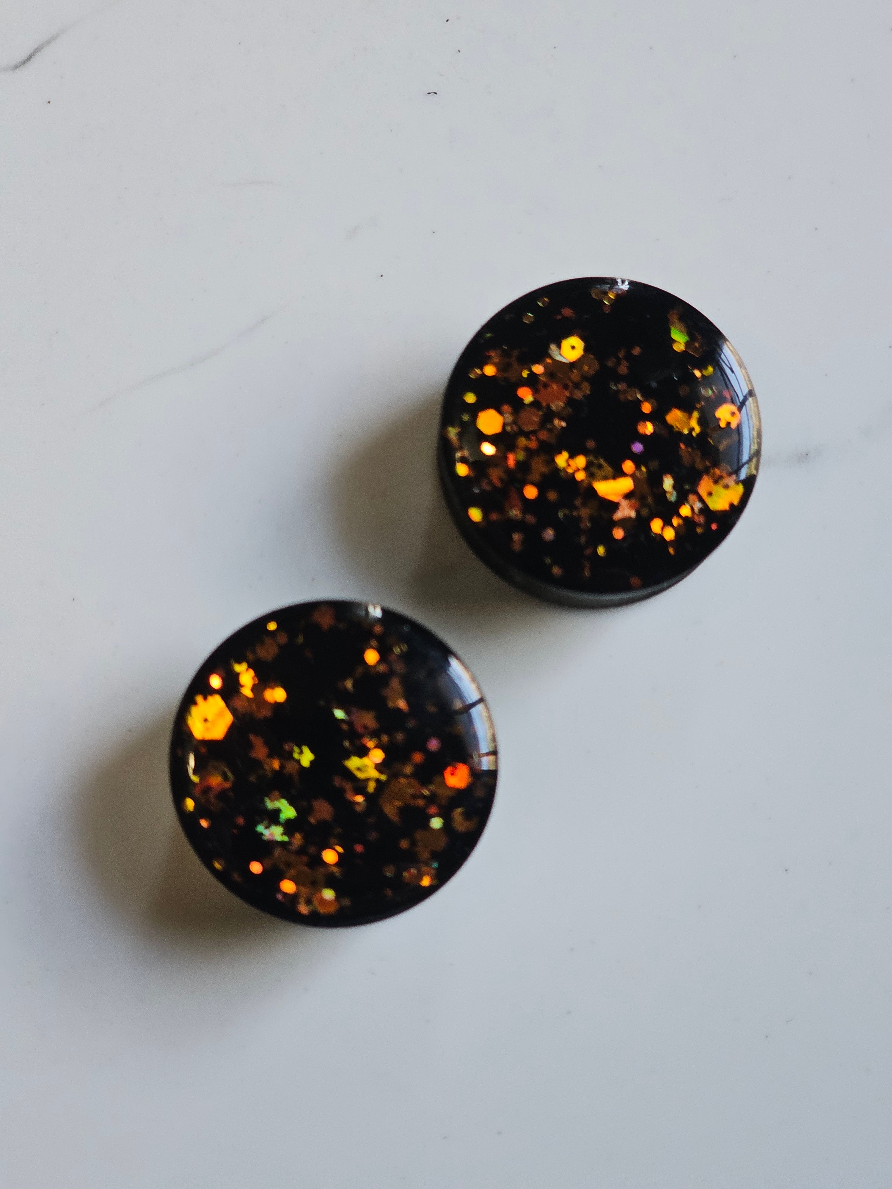 8MM-50MM Black/Orange Halloween Glitter Gauges