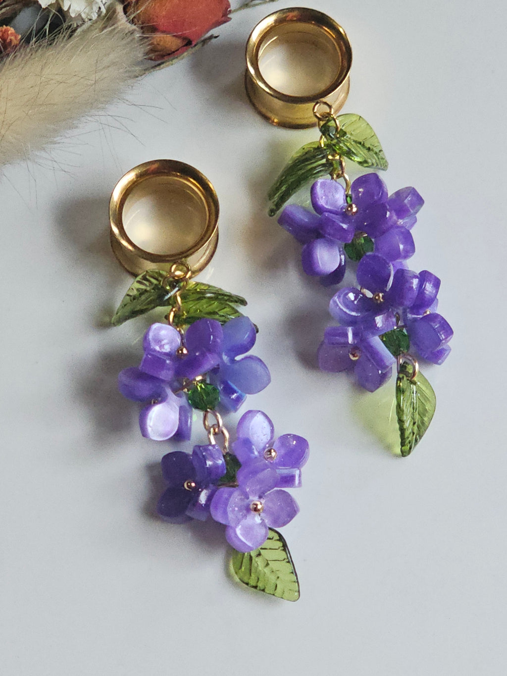 Purple Hydrangea Dangle Gauges