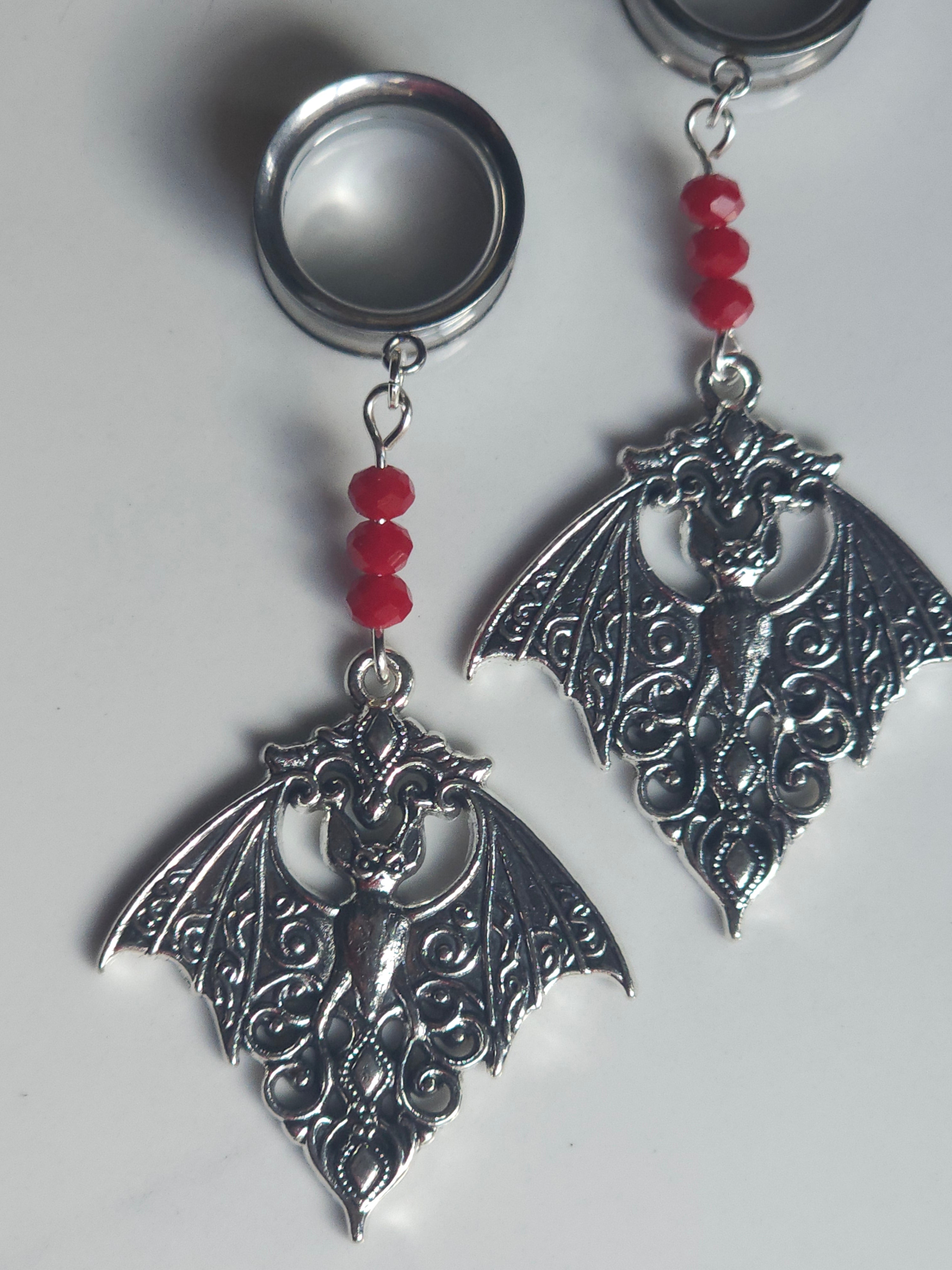 Gothic bat dangle gauges