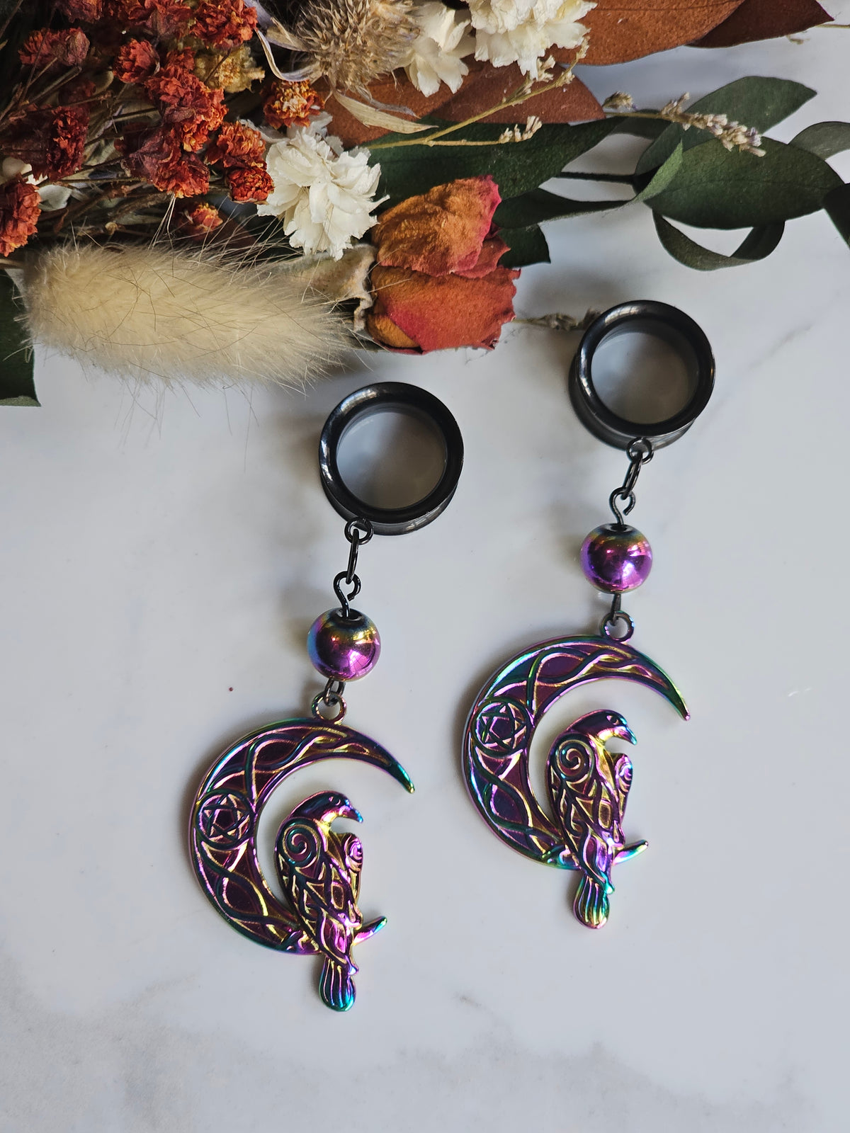 Mystic Raven dangle gauges