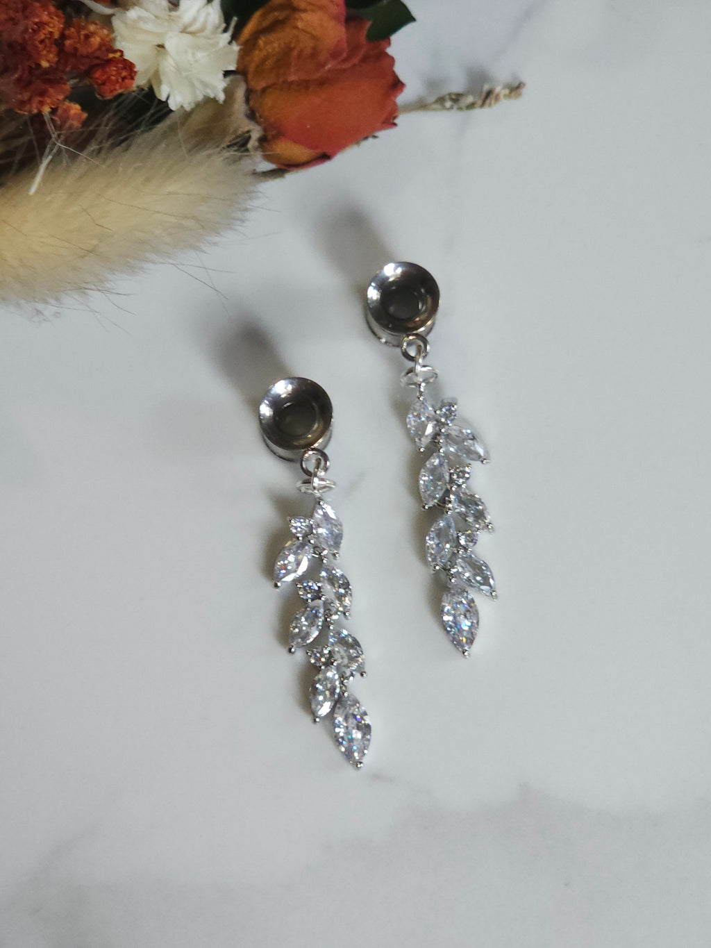 Silver Crystal Dangle Gauges
