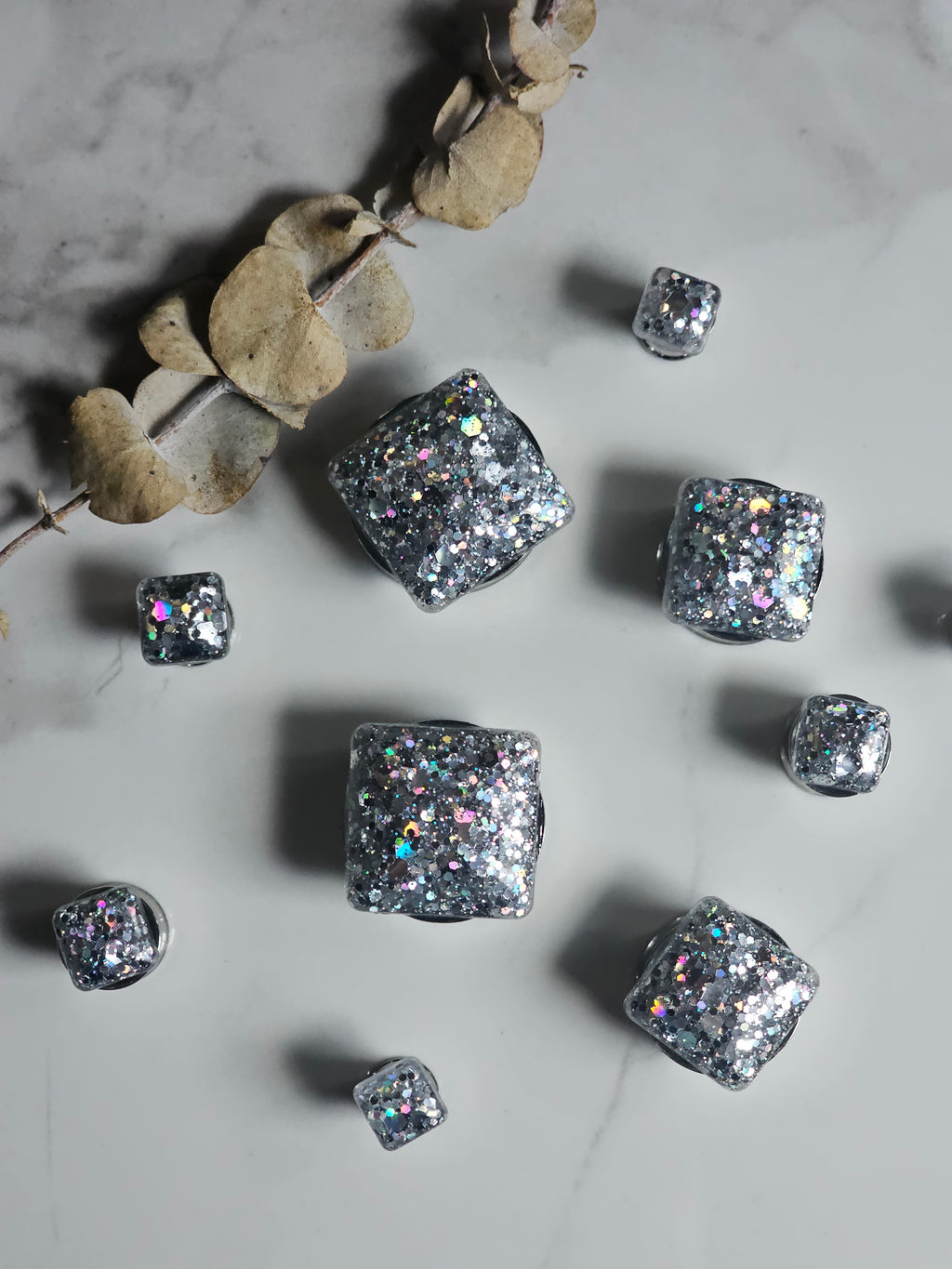 8MM-22MM Square Glitter Plugs Gauges