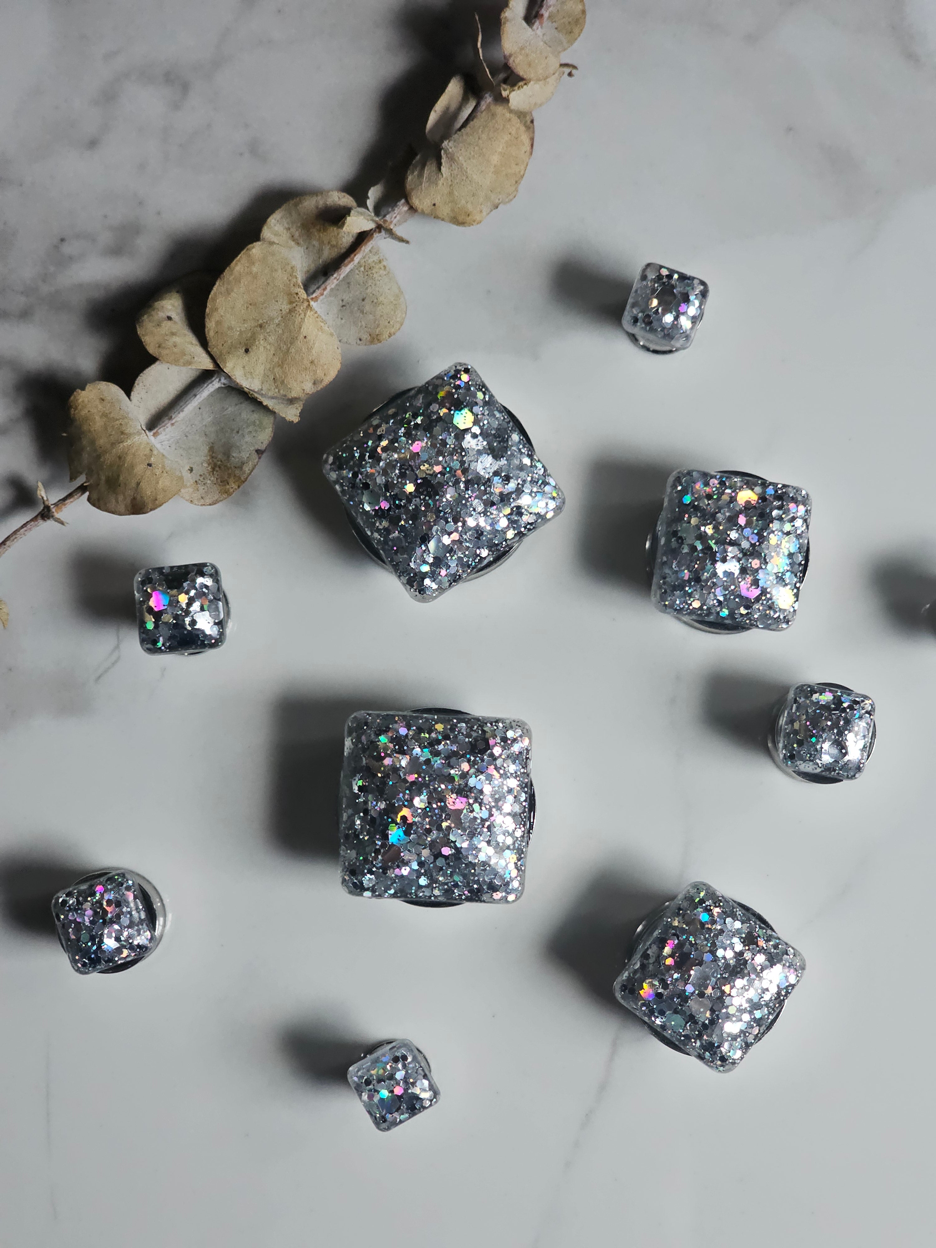 8MM-22MM Square Glitter Plugs Gauges