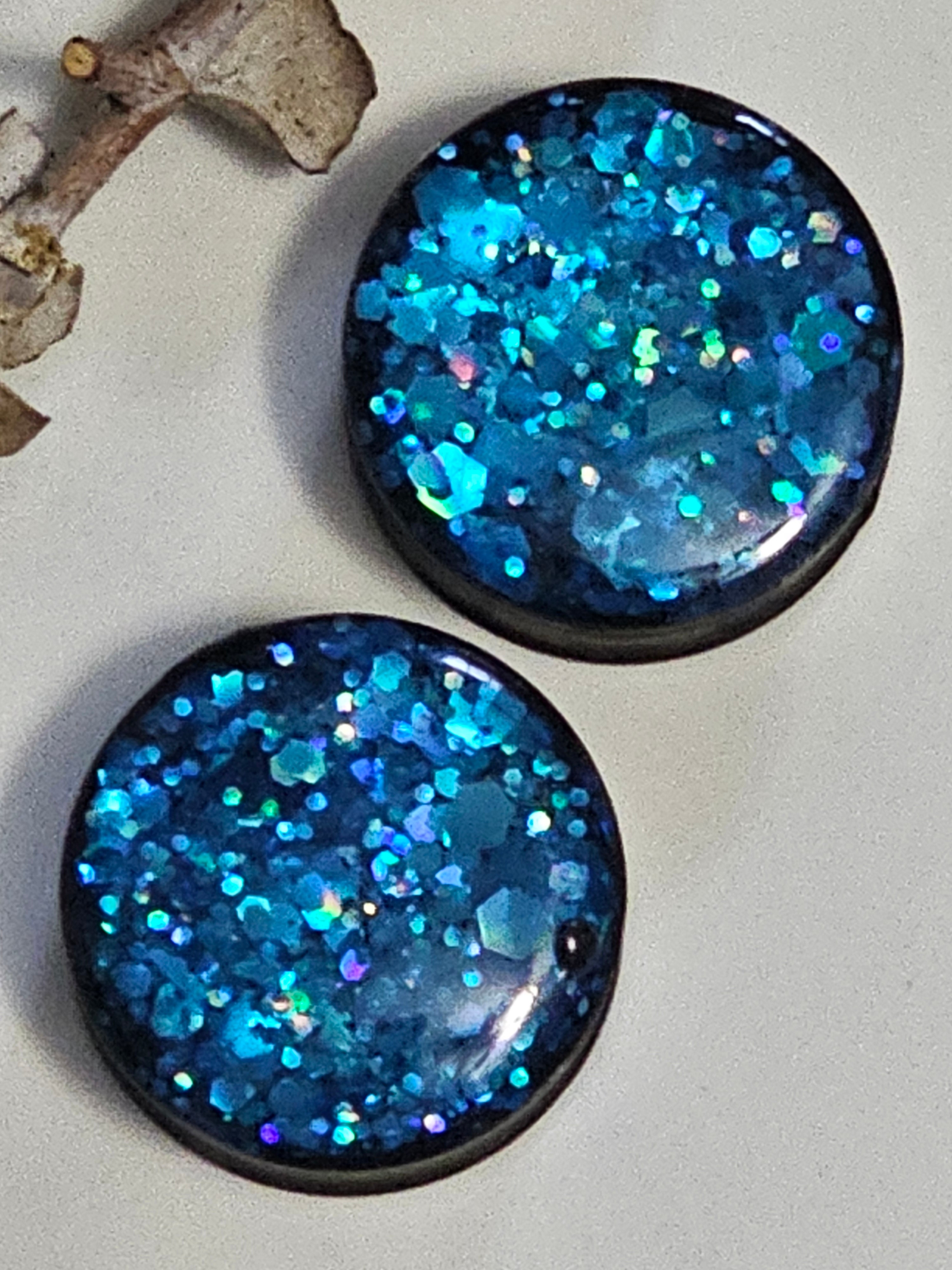 8MM-50MM Blue Glitter Gauges