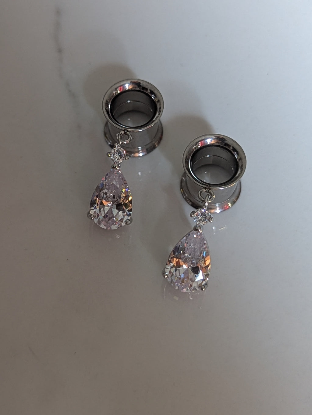 Crystal drop bridal dangle gauges