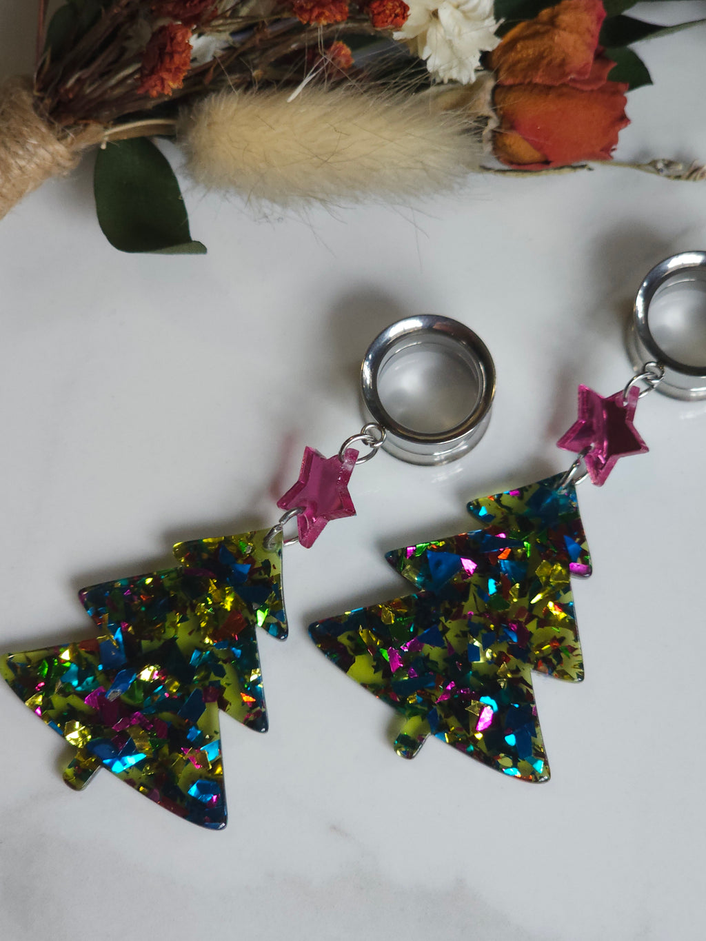 Sparkle Christmas tree dangle gauges