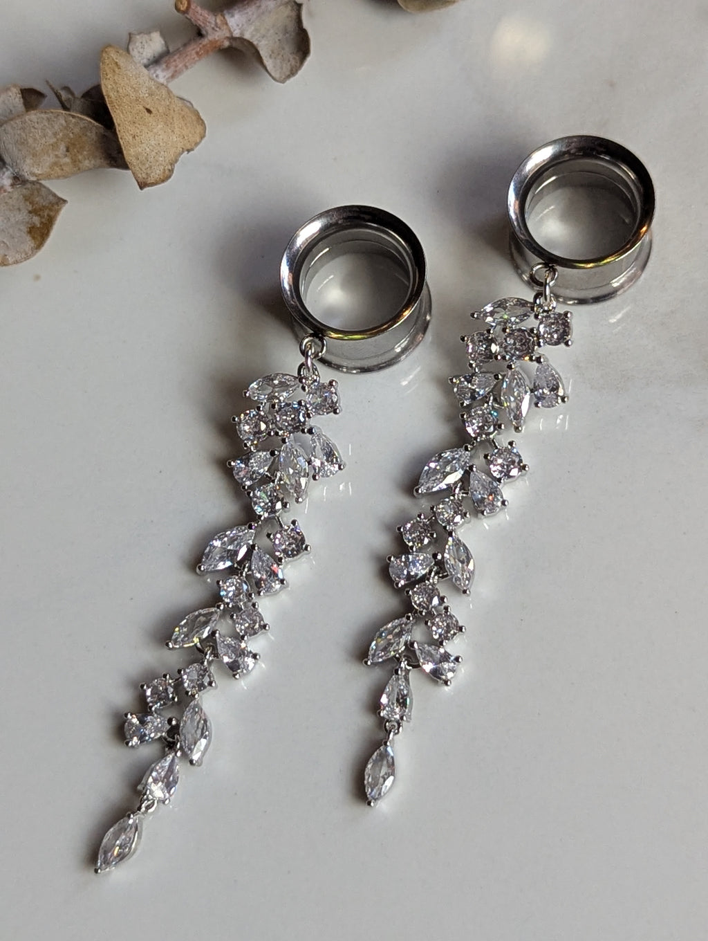 Beautiful Crystal Bridal Dangle Gauges