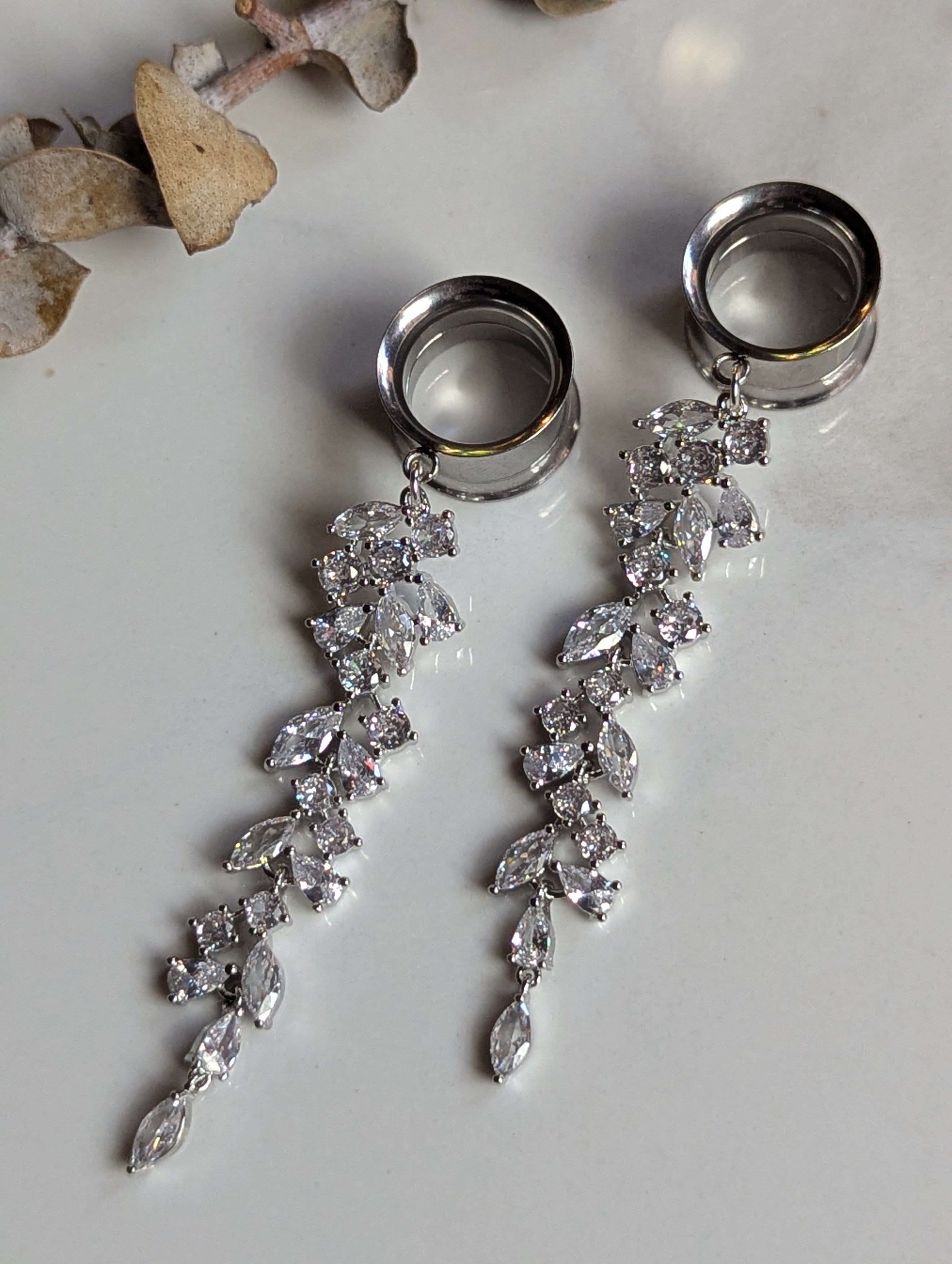 Beautiful Crystal Bridal Dangle Gauges