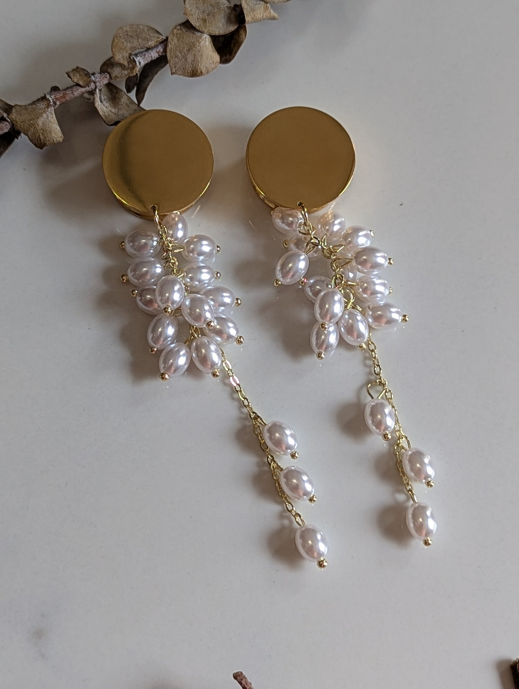 Faux pearl Bridal Dangle Gauges
