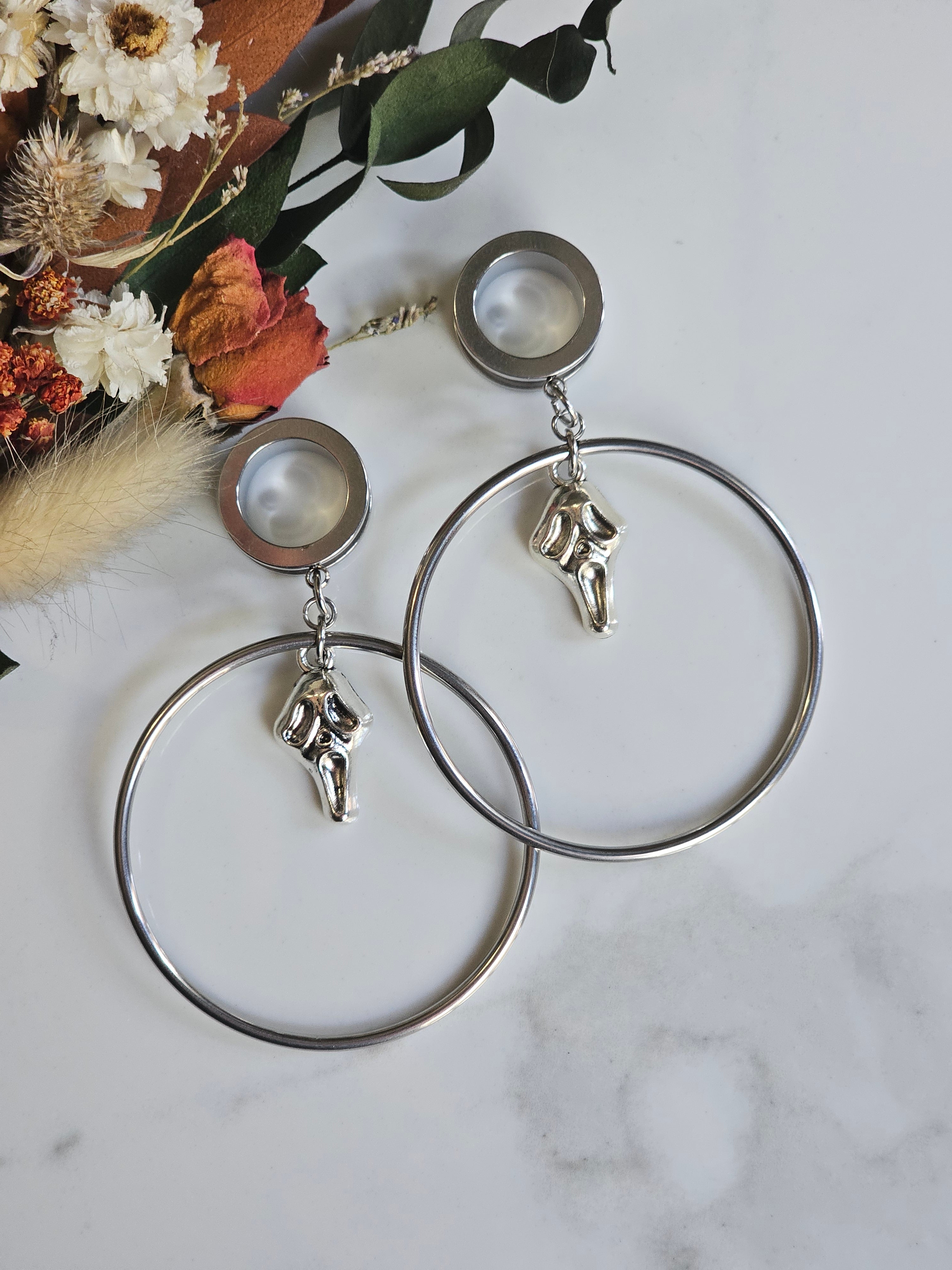 Ghostface hoop dangle gauges