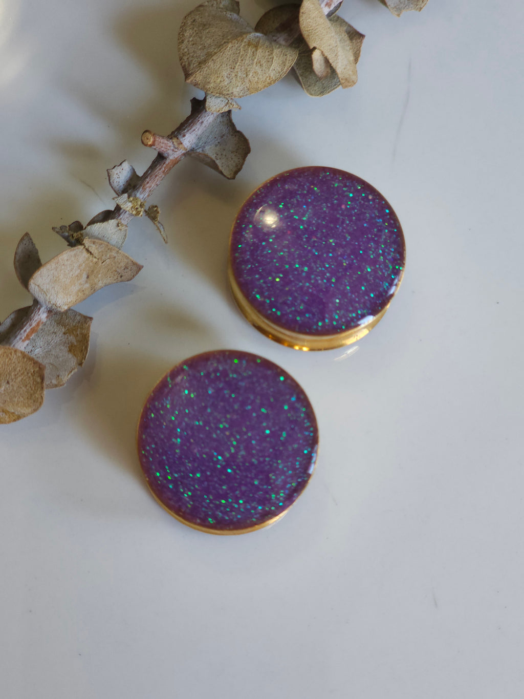 8MM-50MM Purple Glitter Gauges