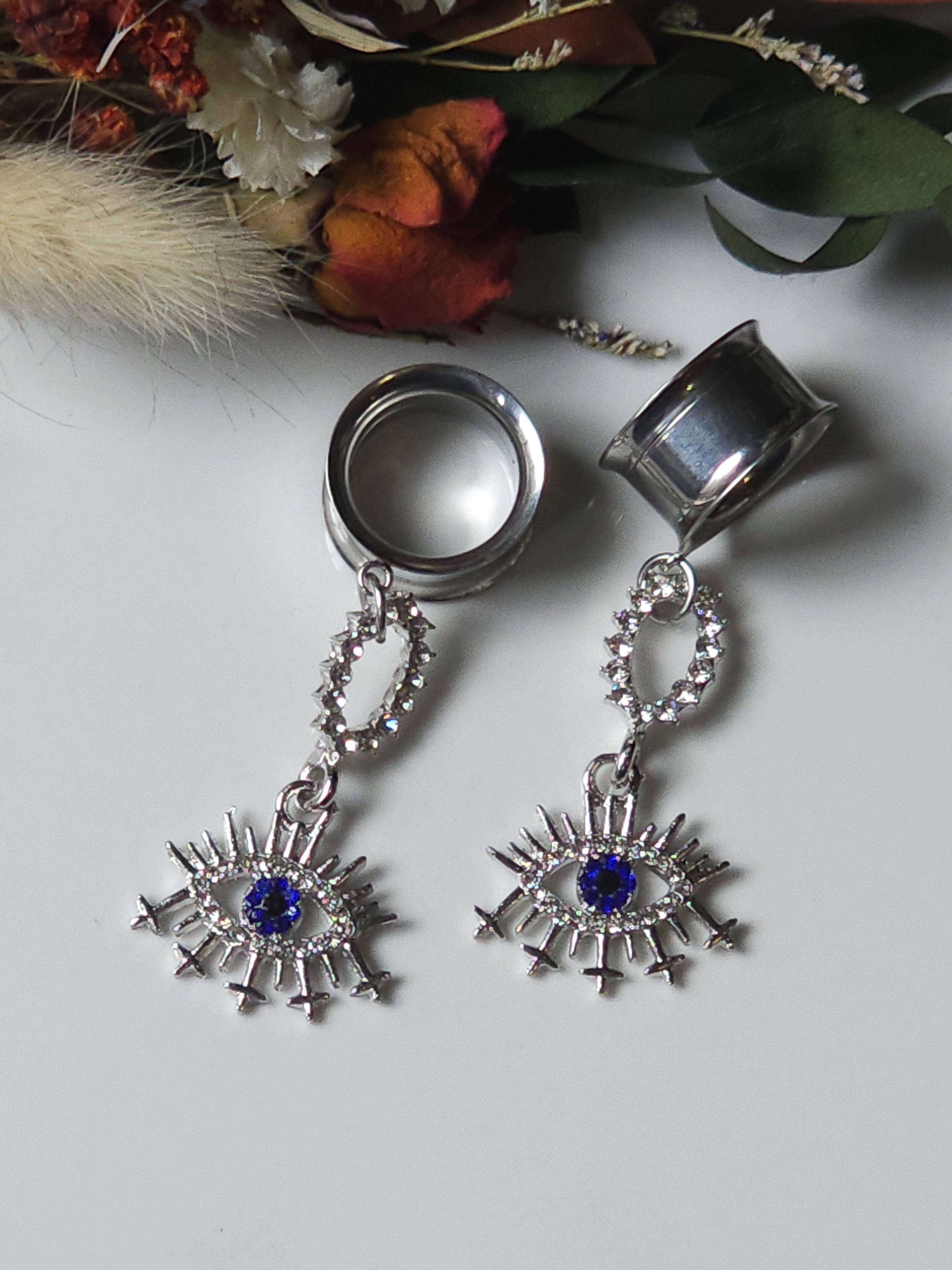 Rhinestone eye dangle gauges