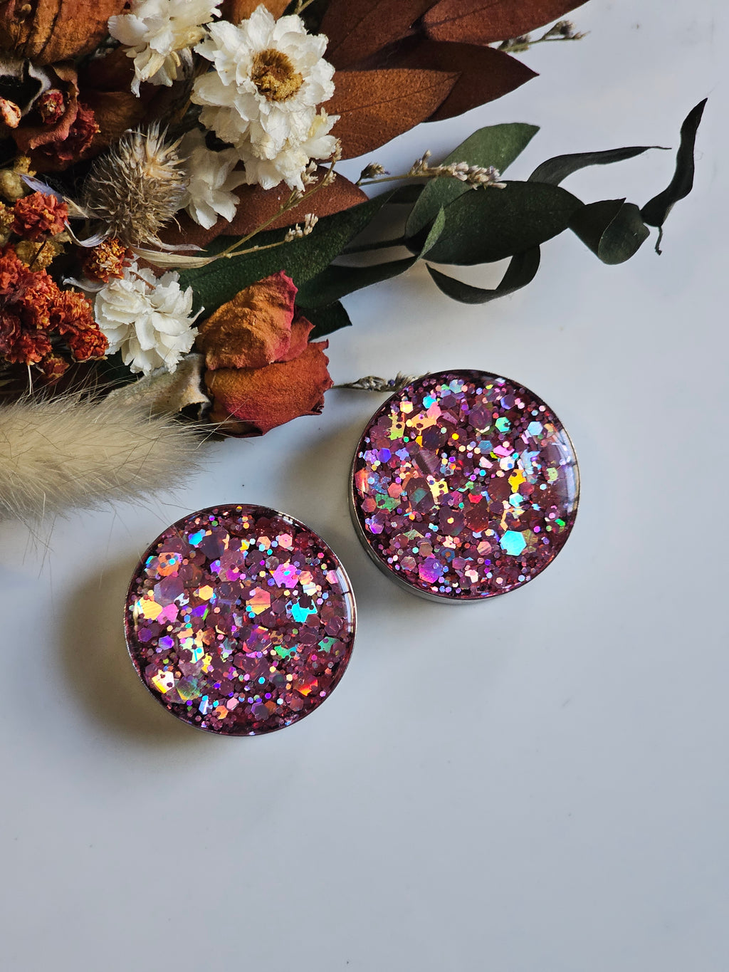 8MM-50MM Prism Pink Glitter Gauges