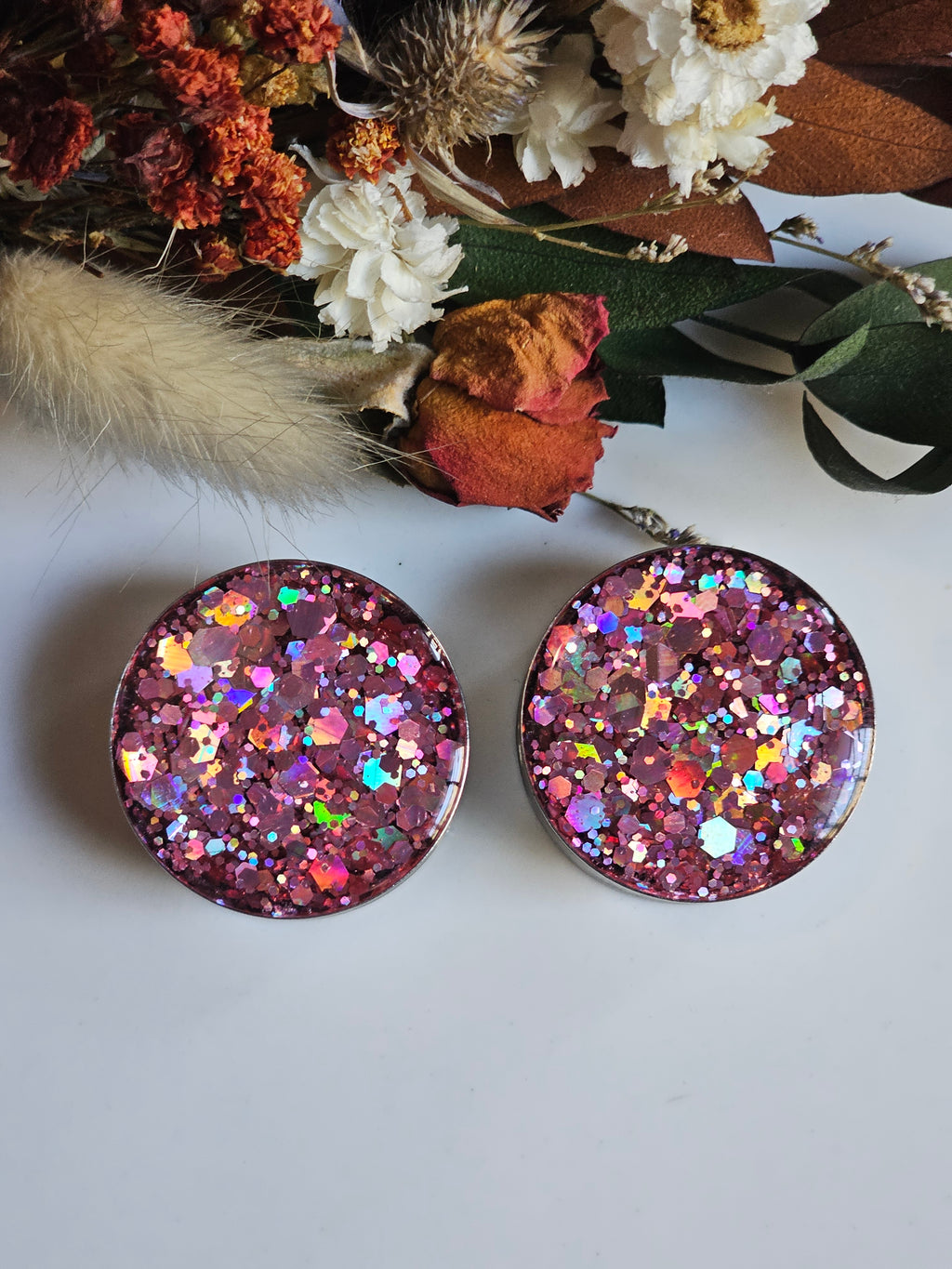 8MM-50MM Prism Pink Glitter Gauges