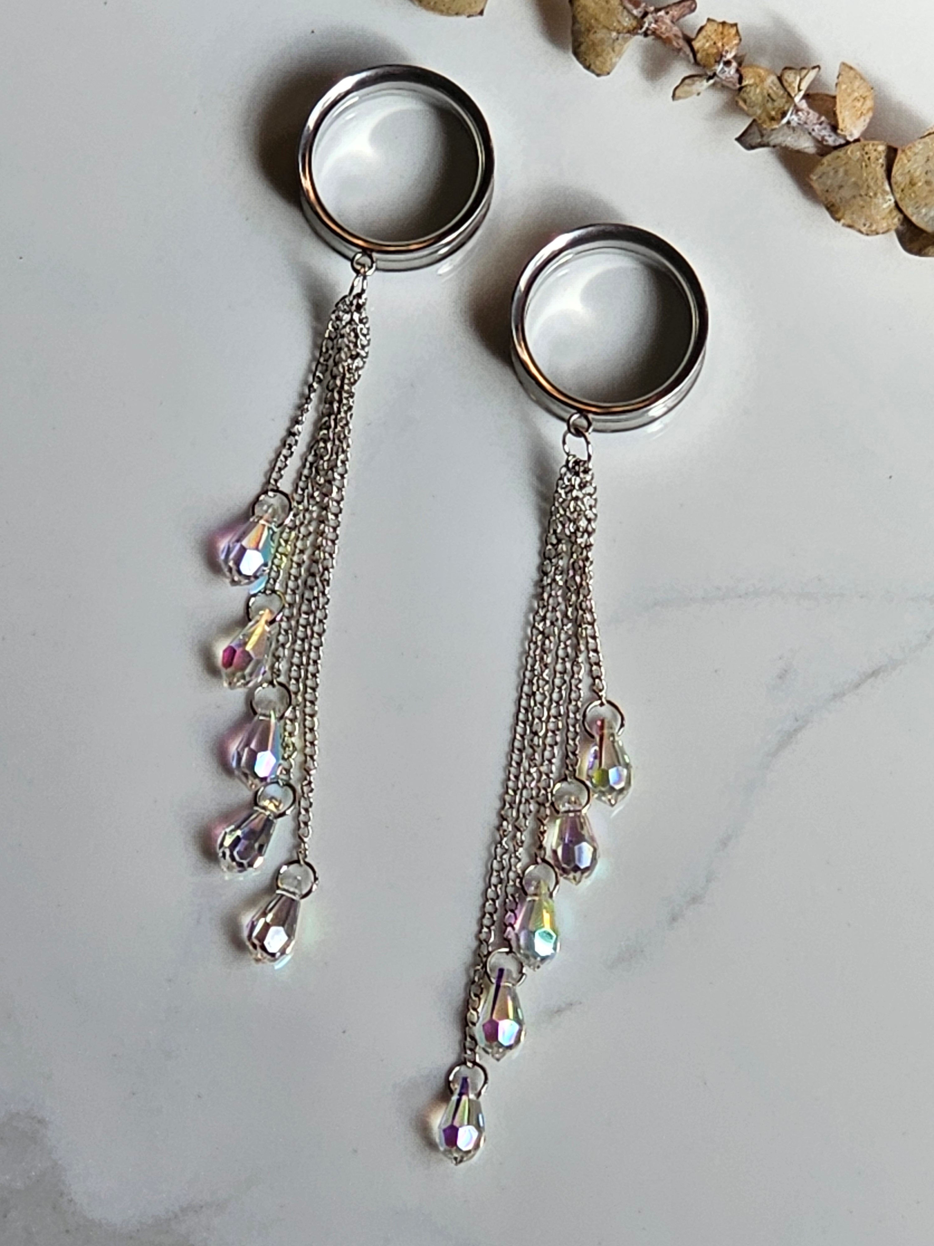 Elegant Crystal drop dangle gauges