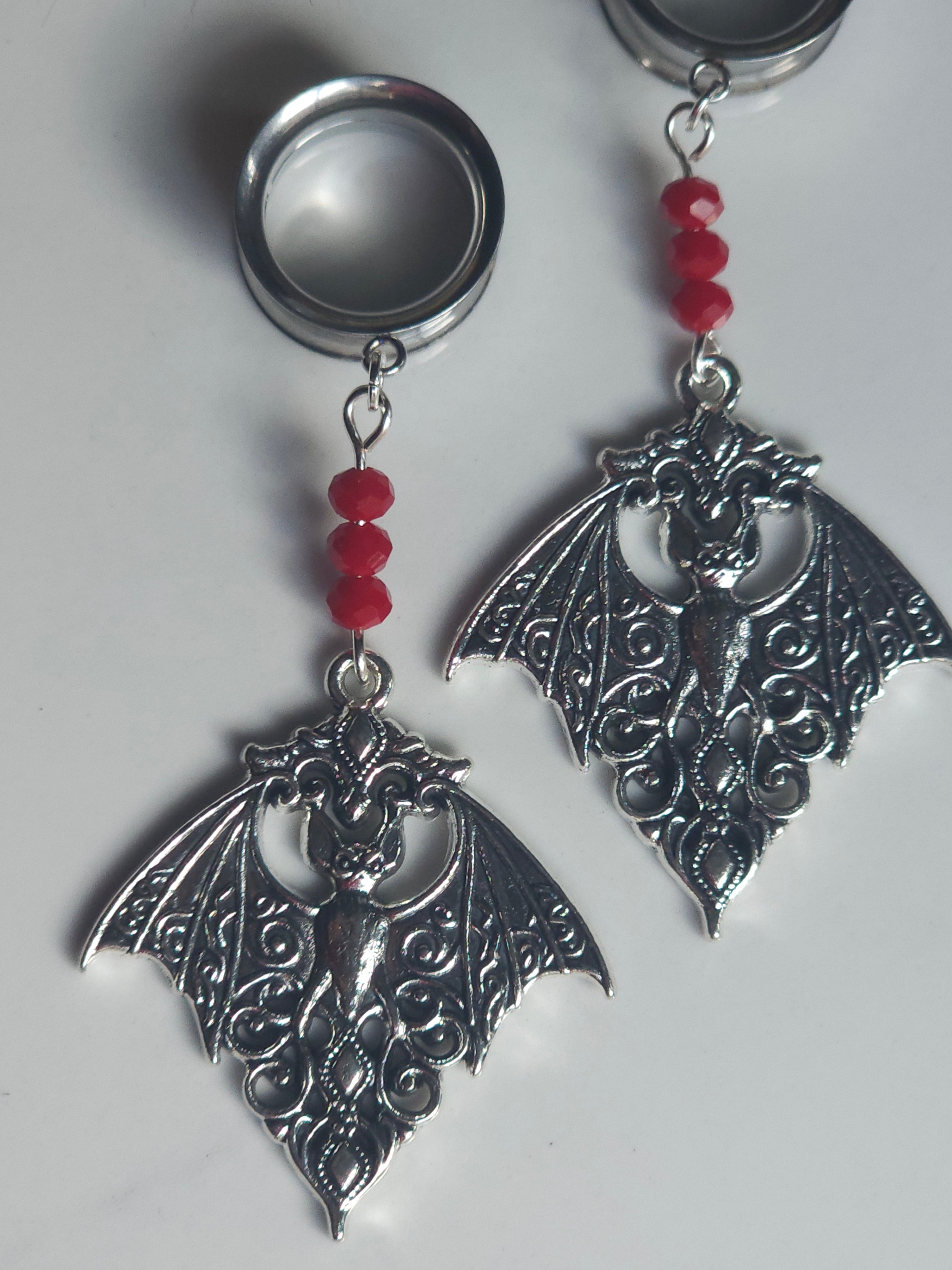 Gothic bat dangle gauges
