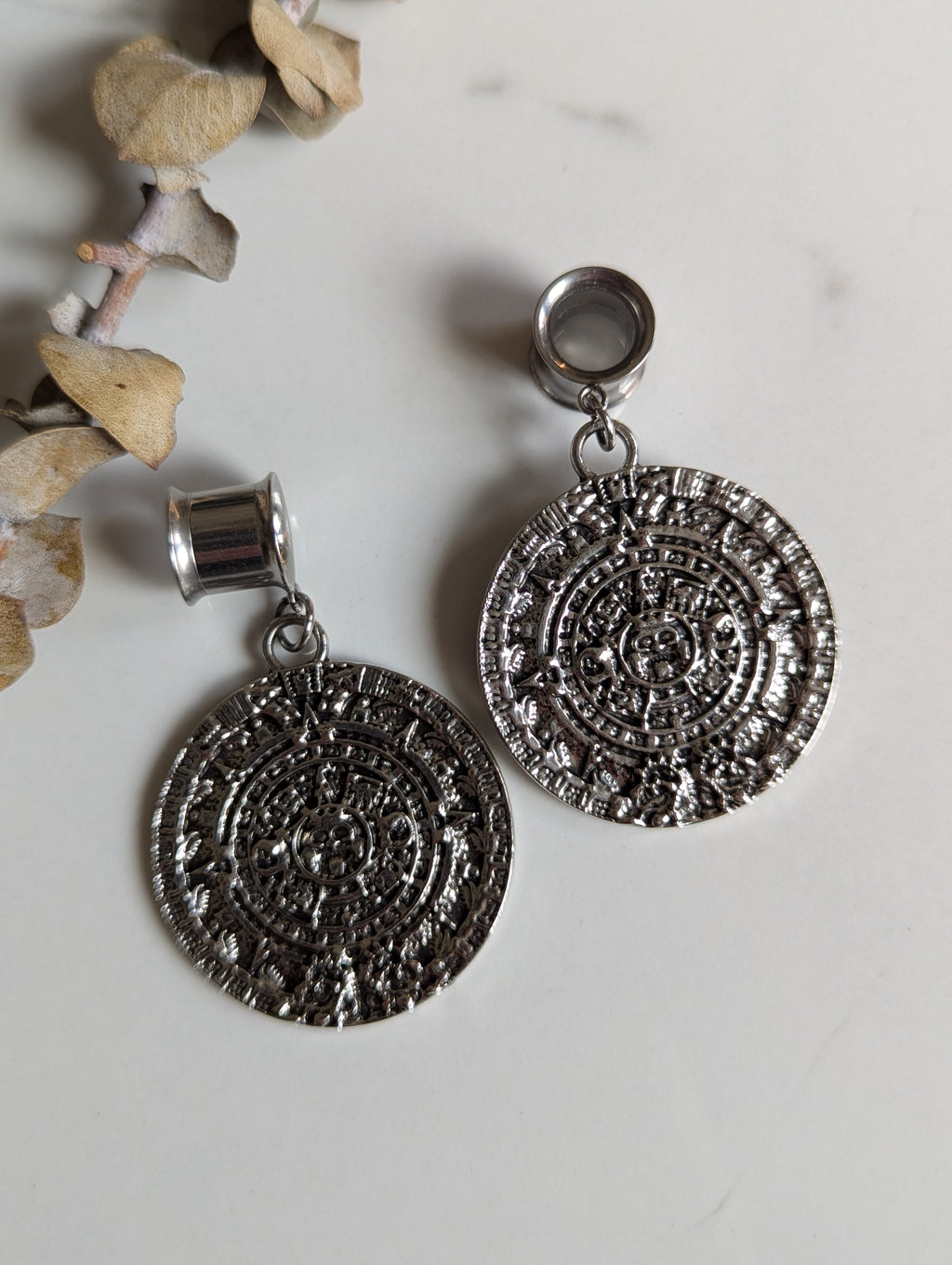 Aztec Calendar dangle gauges