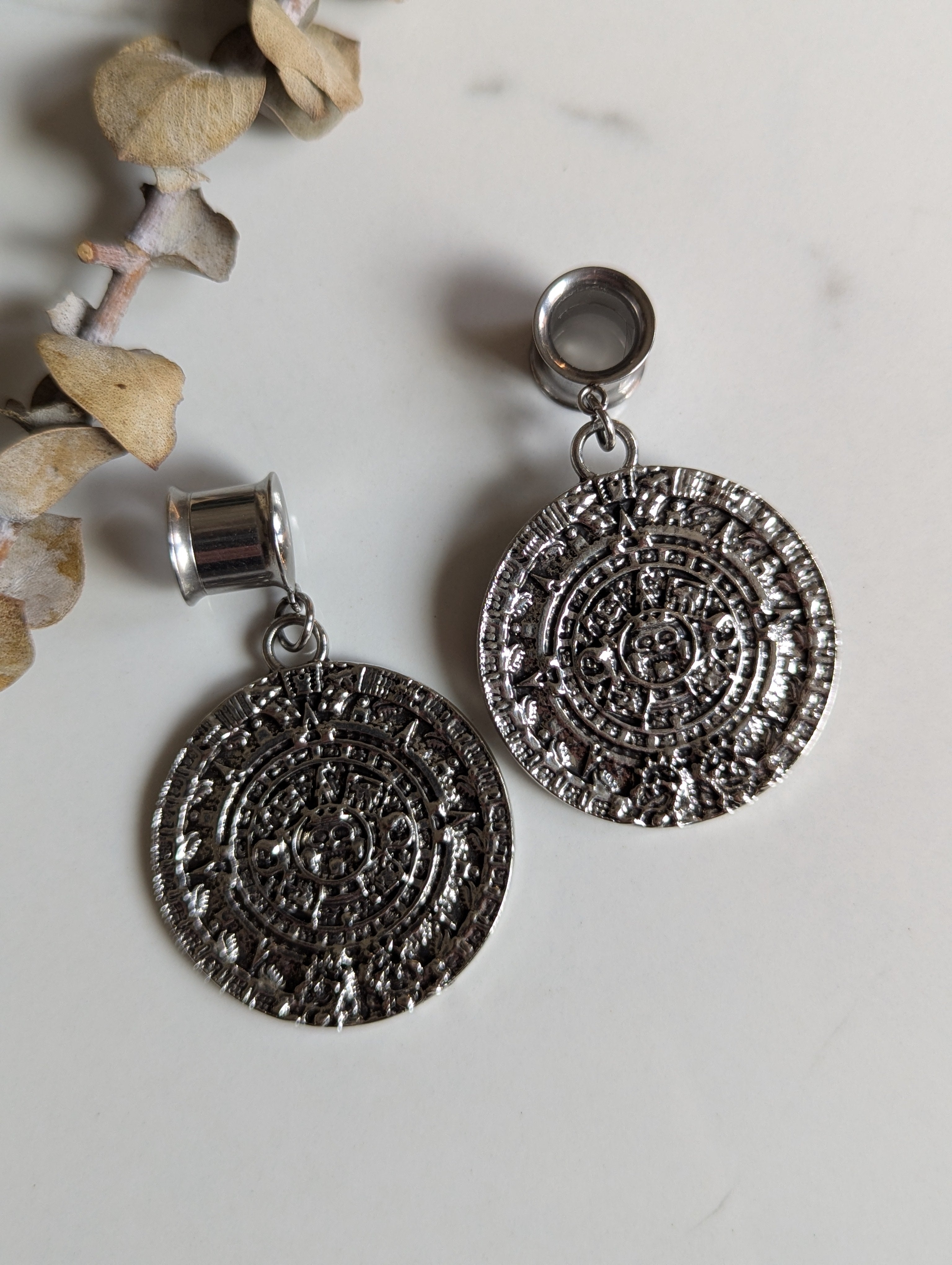 Aztec Calendar dangle gauges