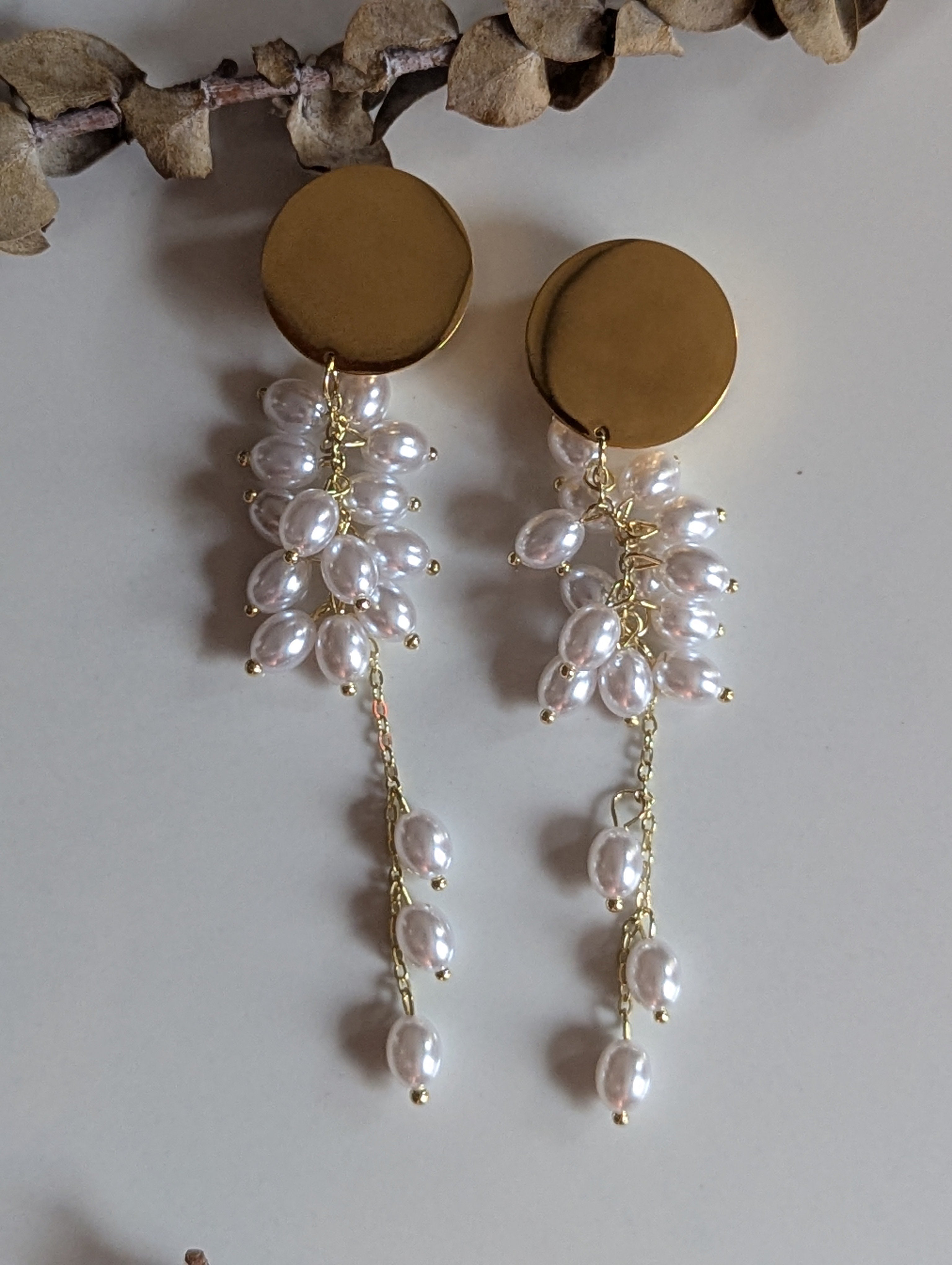 Faux pearl Bridal Dangle Gauges