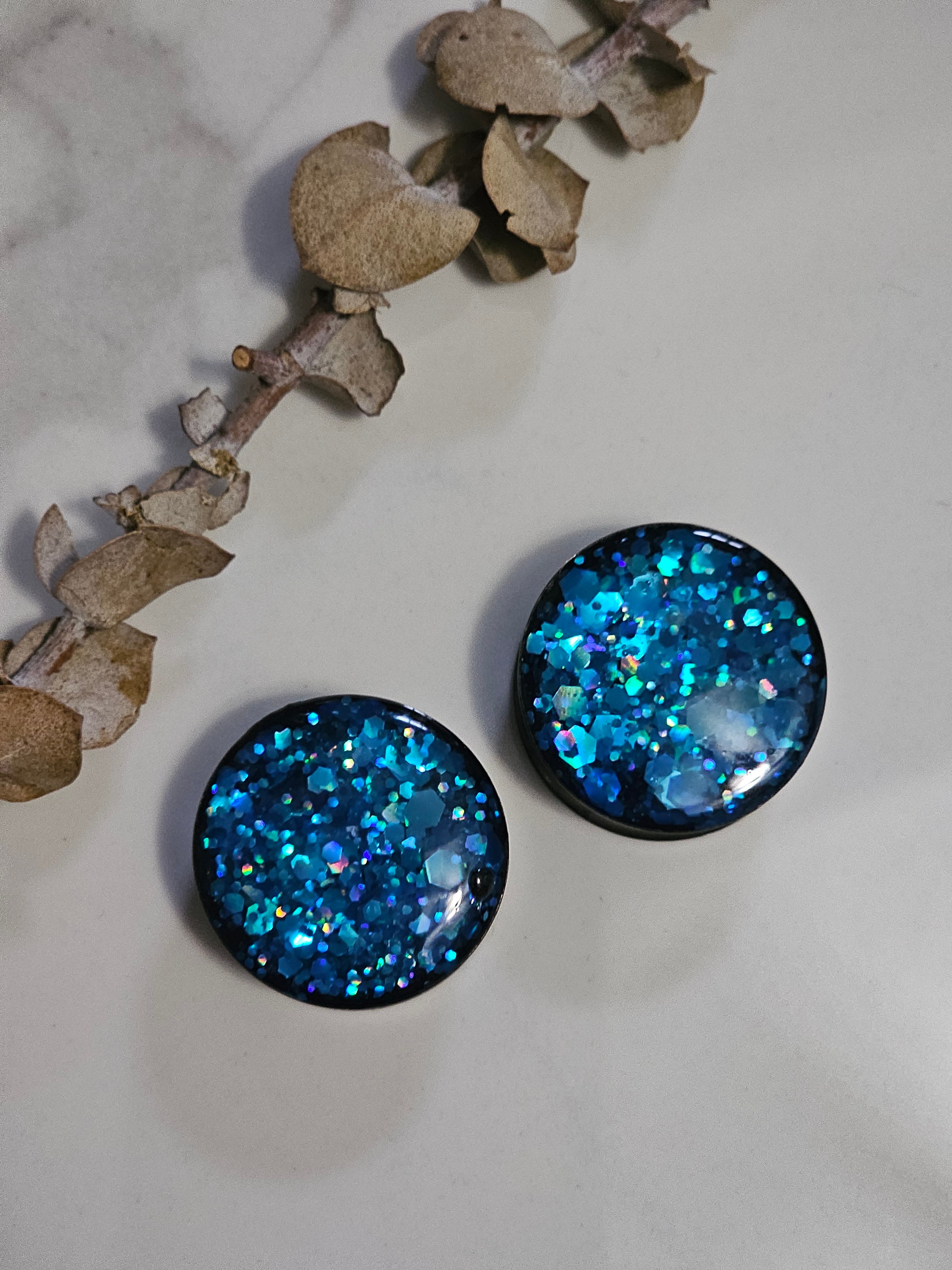 8MM-50MM Blue Glitter Gauges