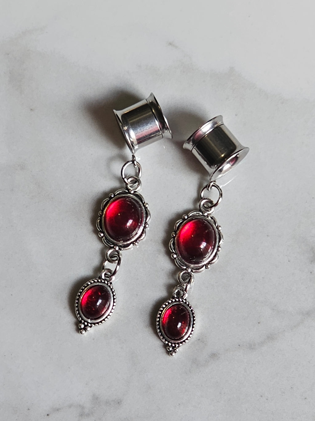 Red Goth Dangle Gauges