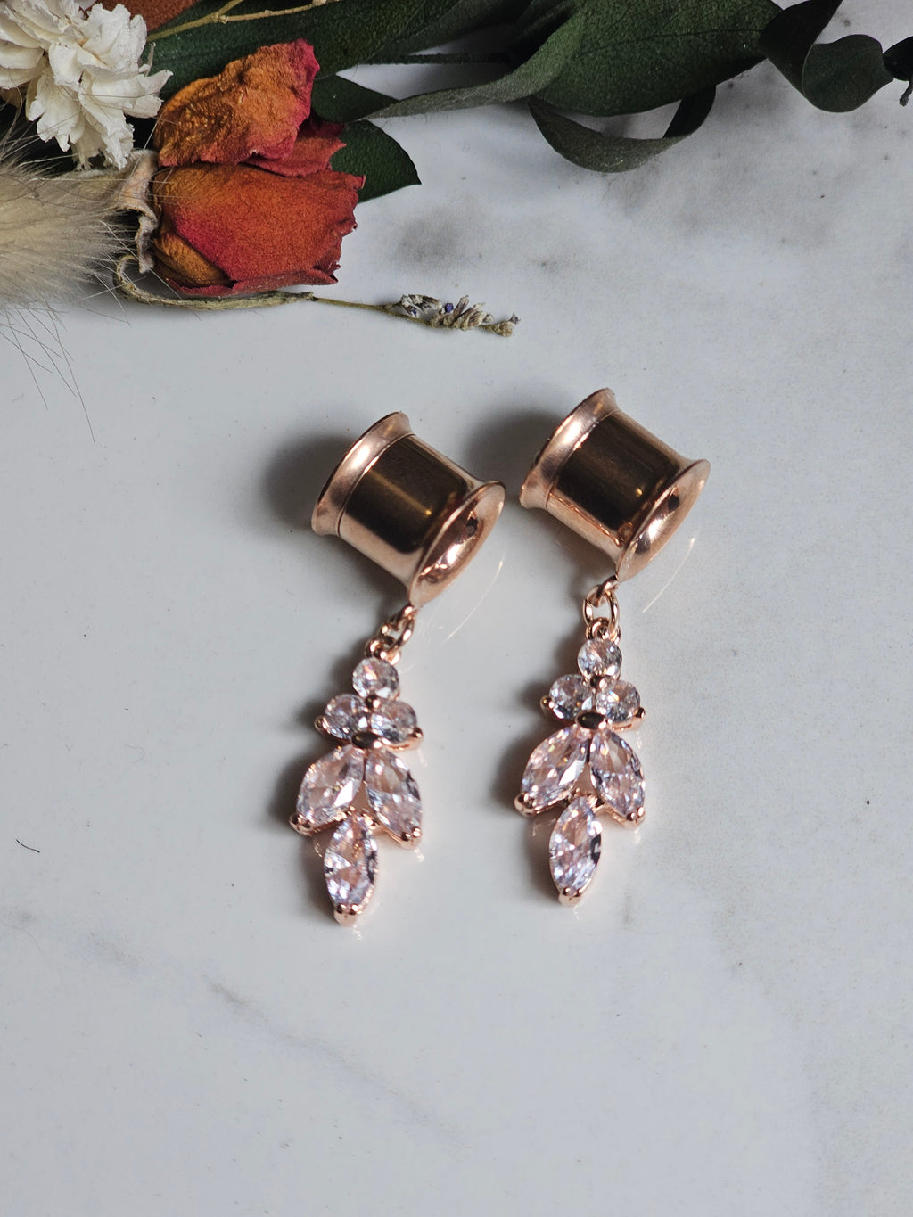 Rose gold Dangle gauges