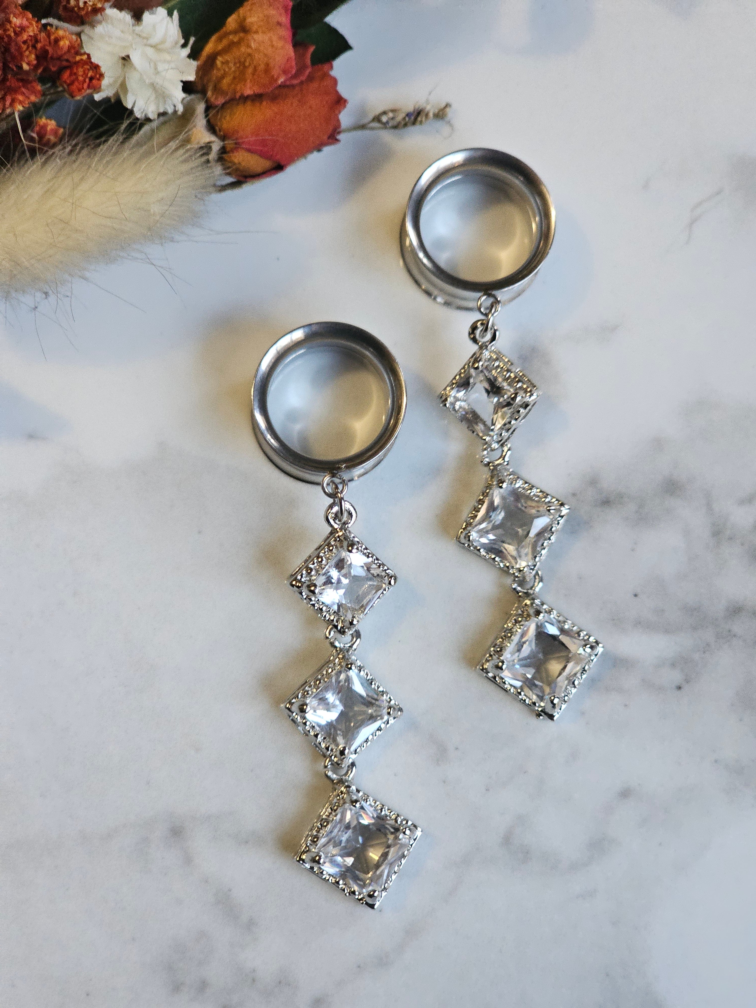 Fashion Crystal dangle Gauges