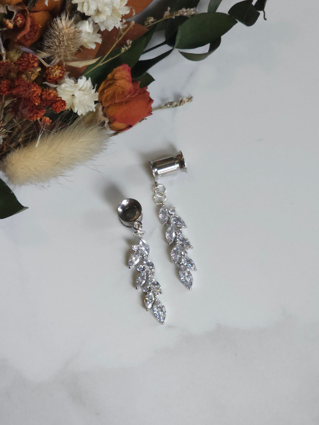 Silver Crystal Dangle Gauges