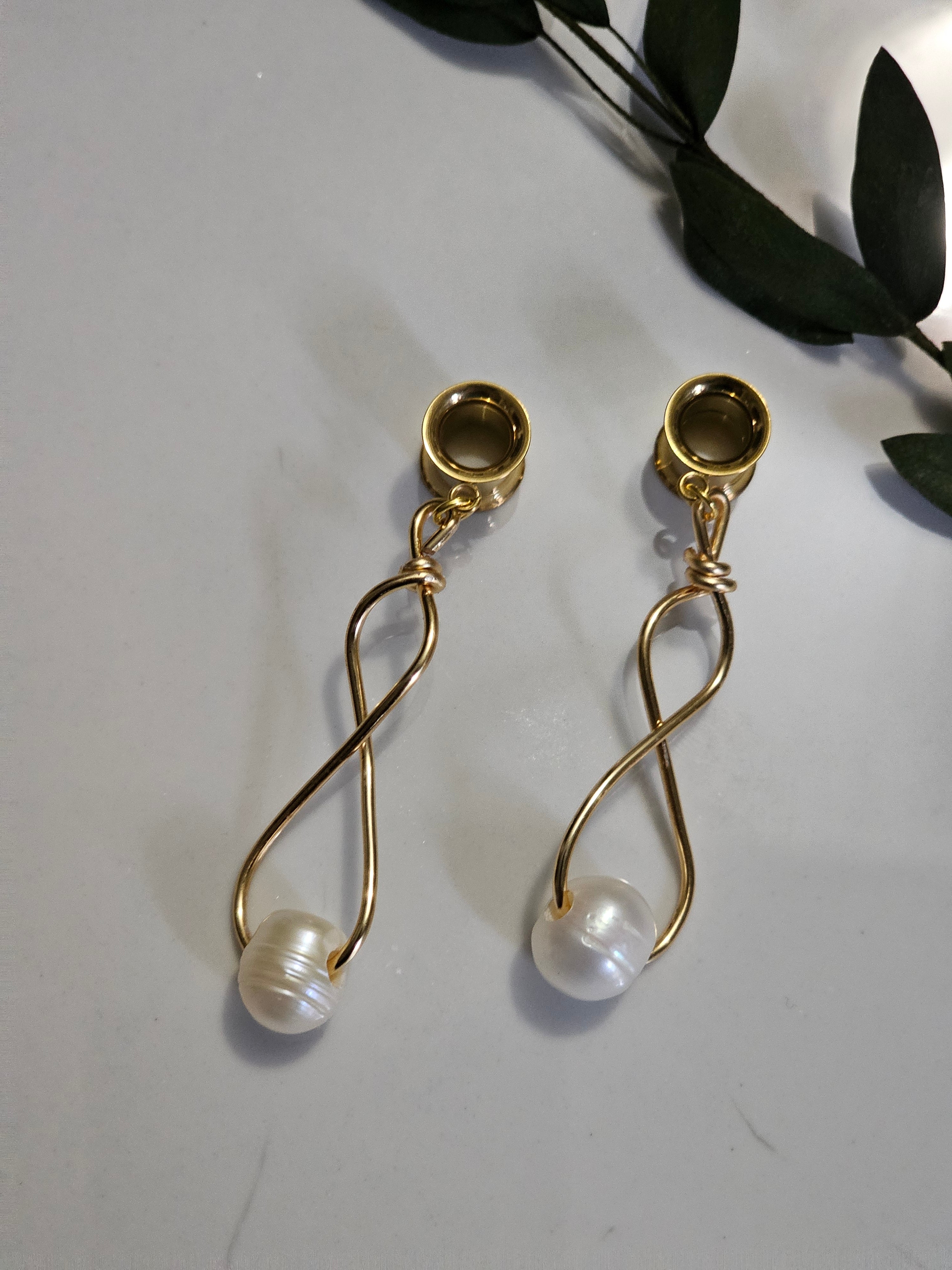 Large Pearl Dangle Gauges