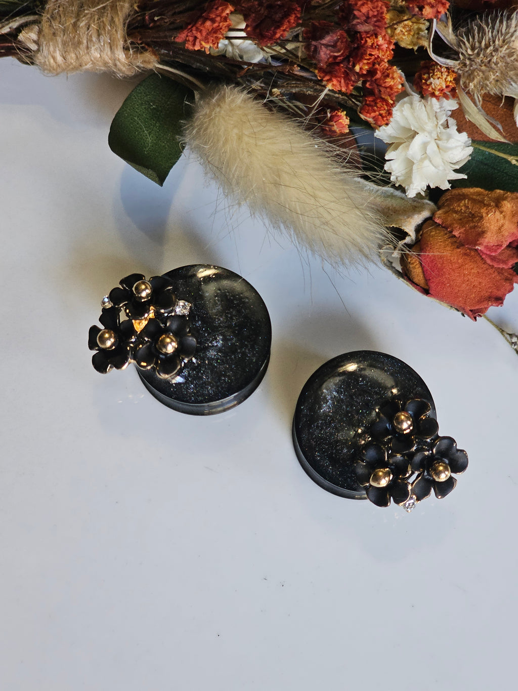 16MM-50MM Black Floral plugs