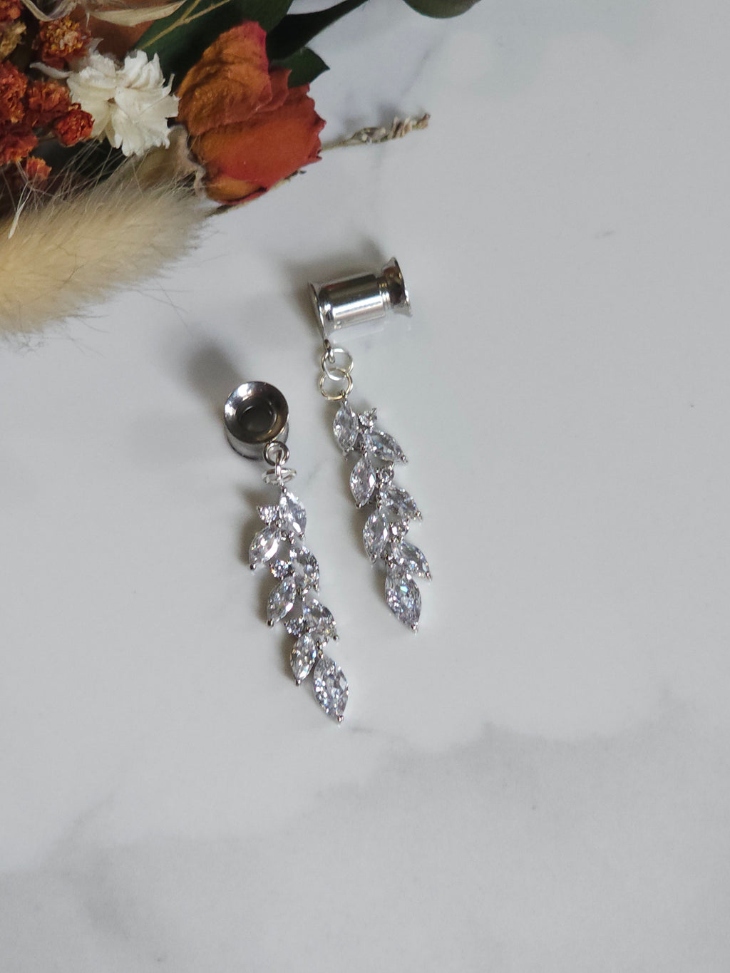 Silver Crystal Dangle Gauges