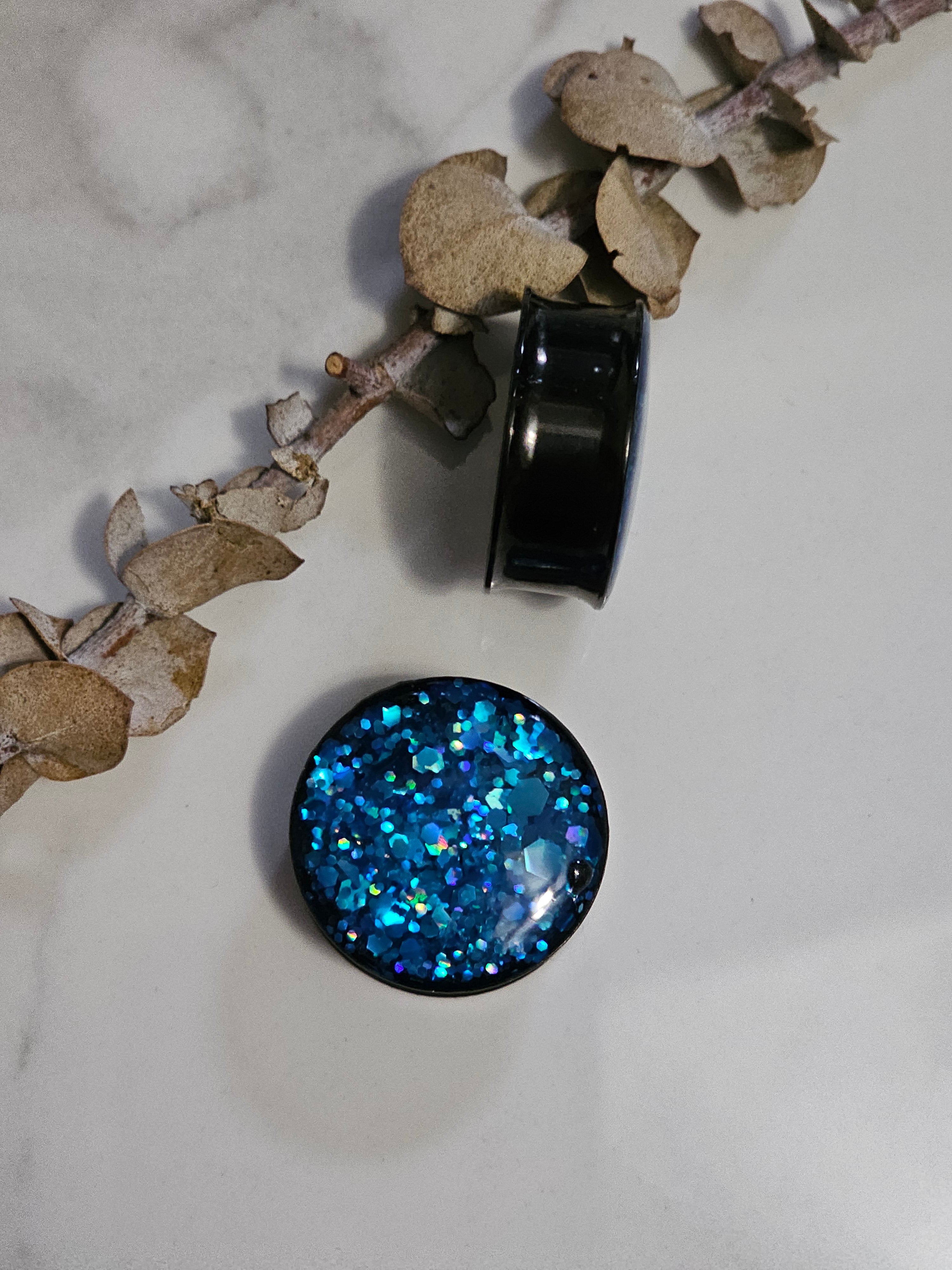 8MM-50MM Blue Glitter Gauges