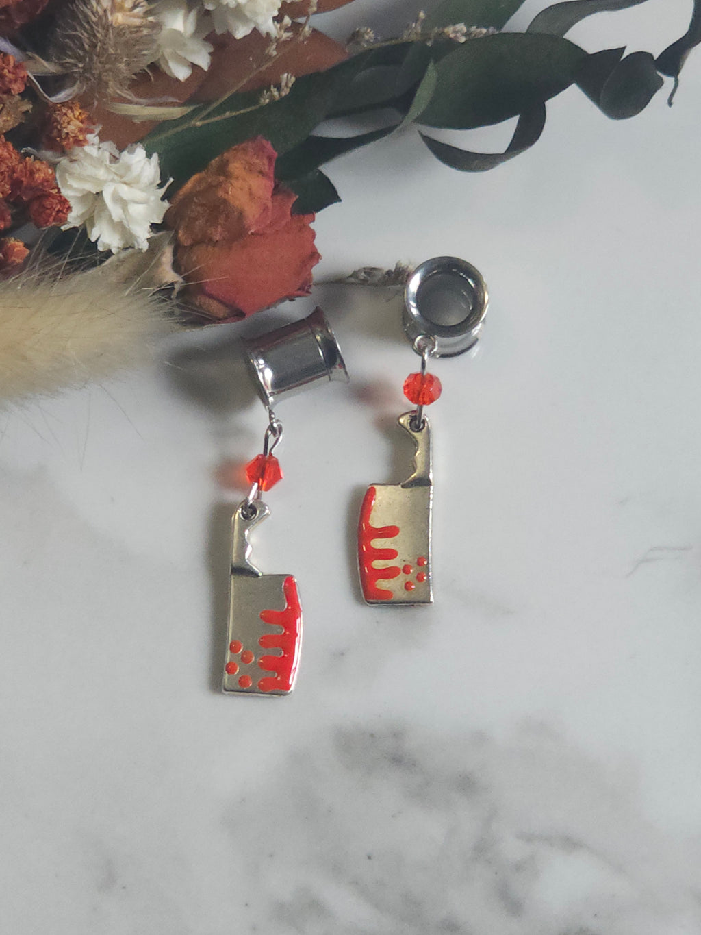 Bloody Cleaver knife dangle gauges