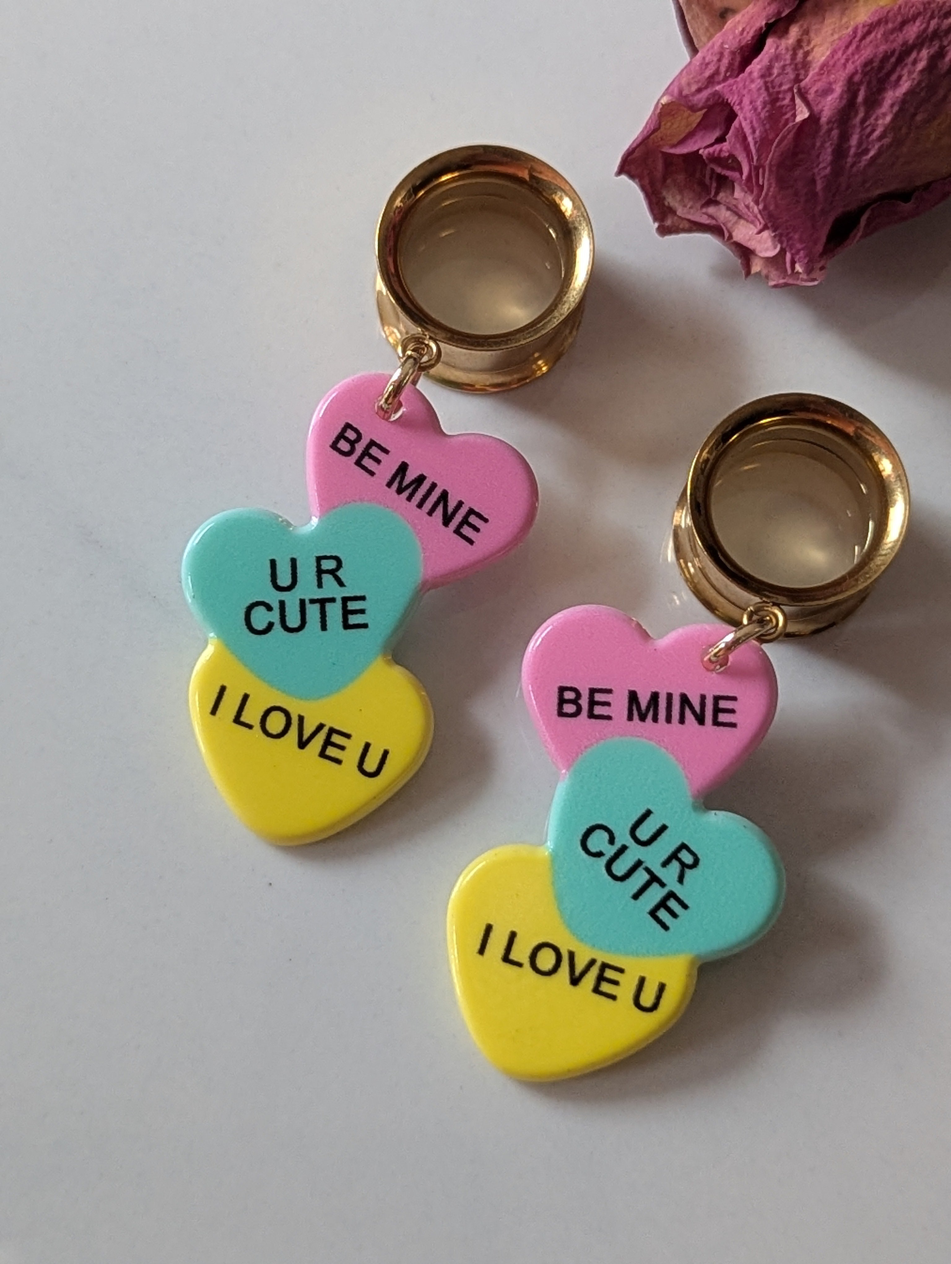Candy heart dangle gauges