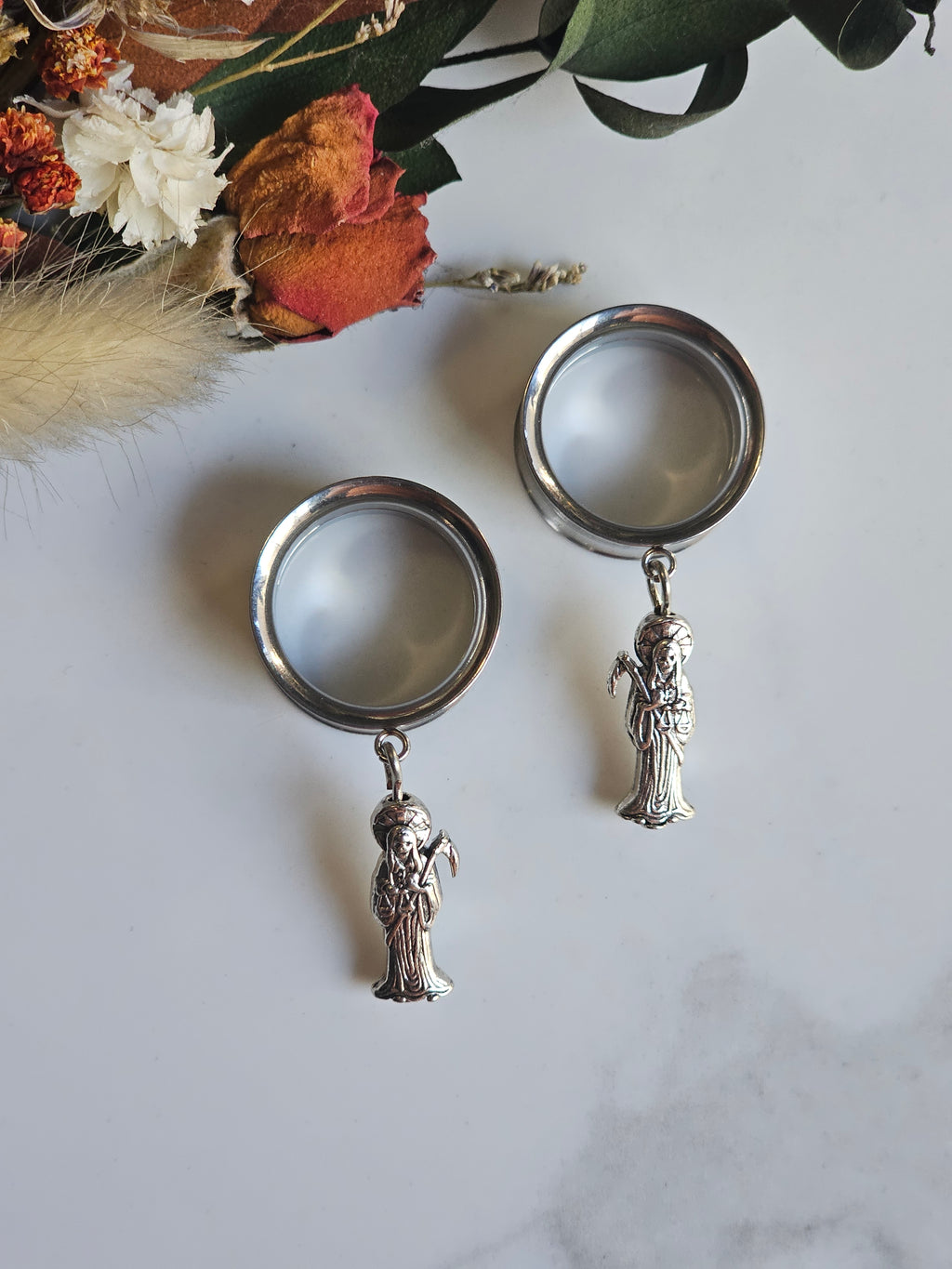 Santa Muerte dangle plugs