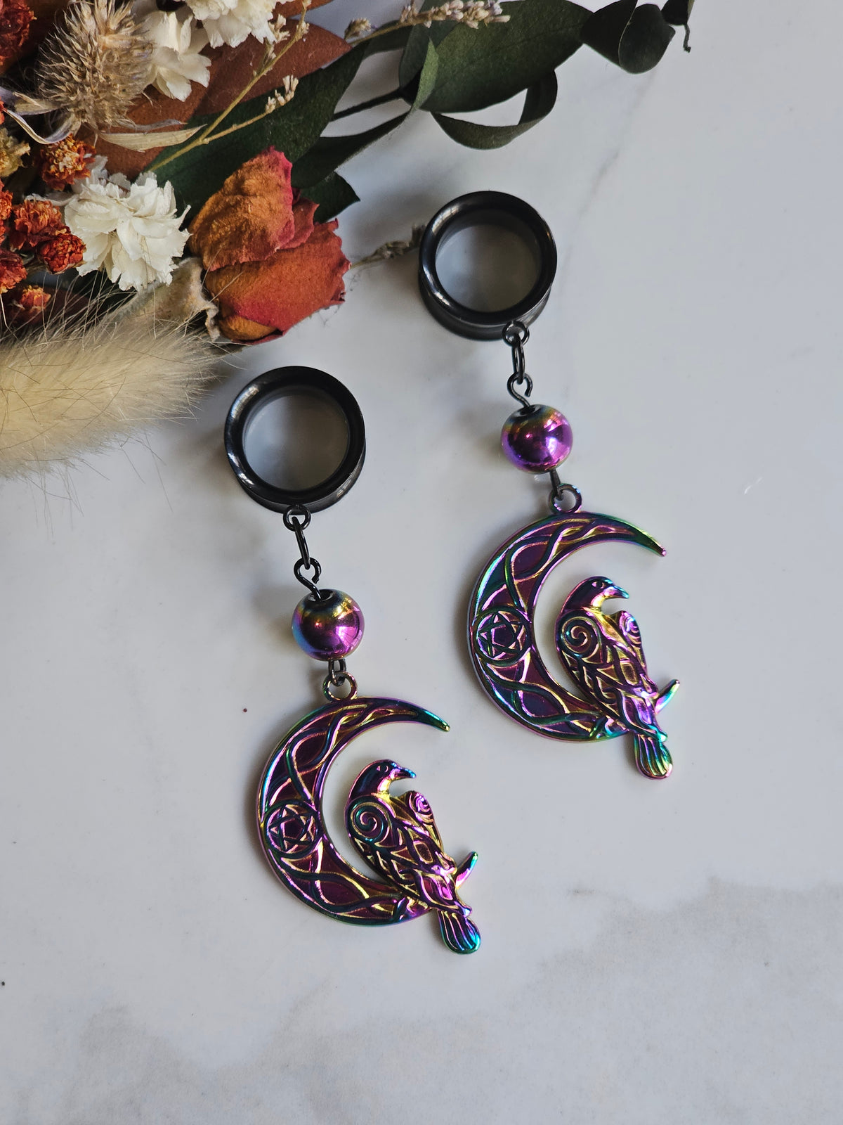 Mystic Raven dangle gauges