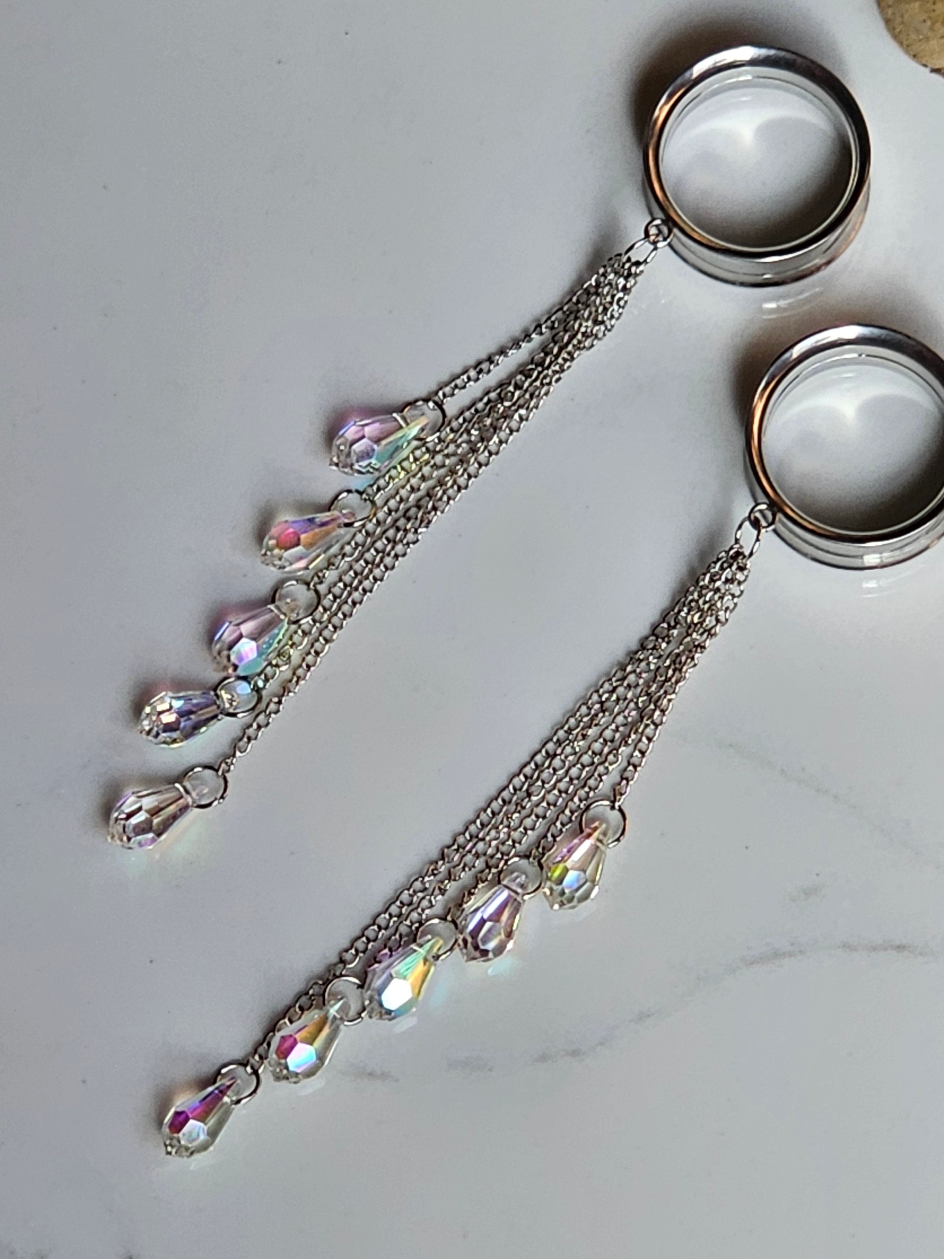 Elegant Crystal drop dangle gauges