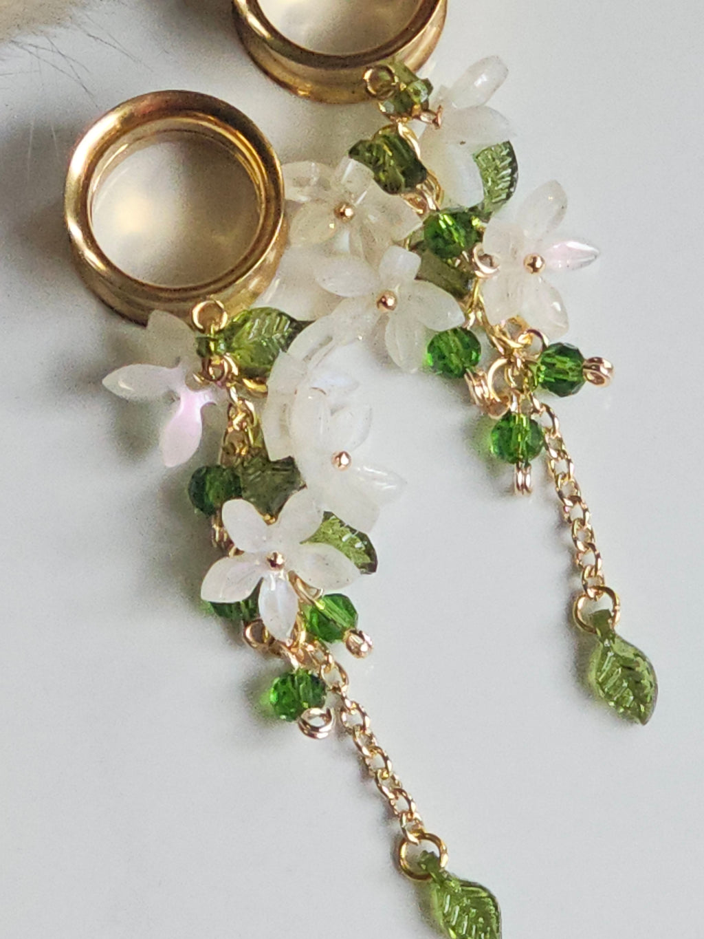 White Jasmine flower dangle gauges