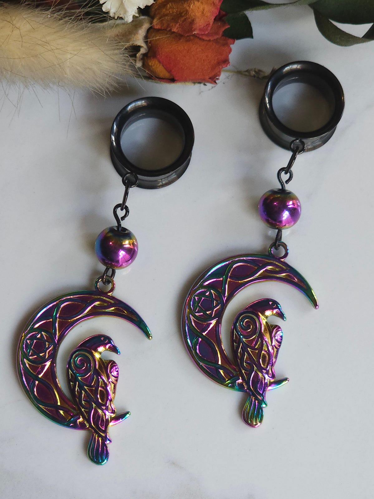 Mystic Raven dangle gauges