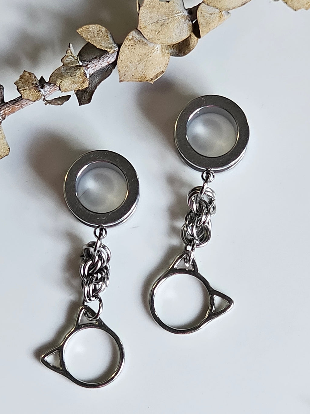 Kitty cat Chainmail dangle gauges