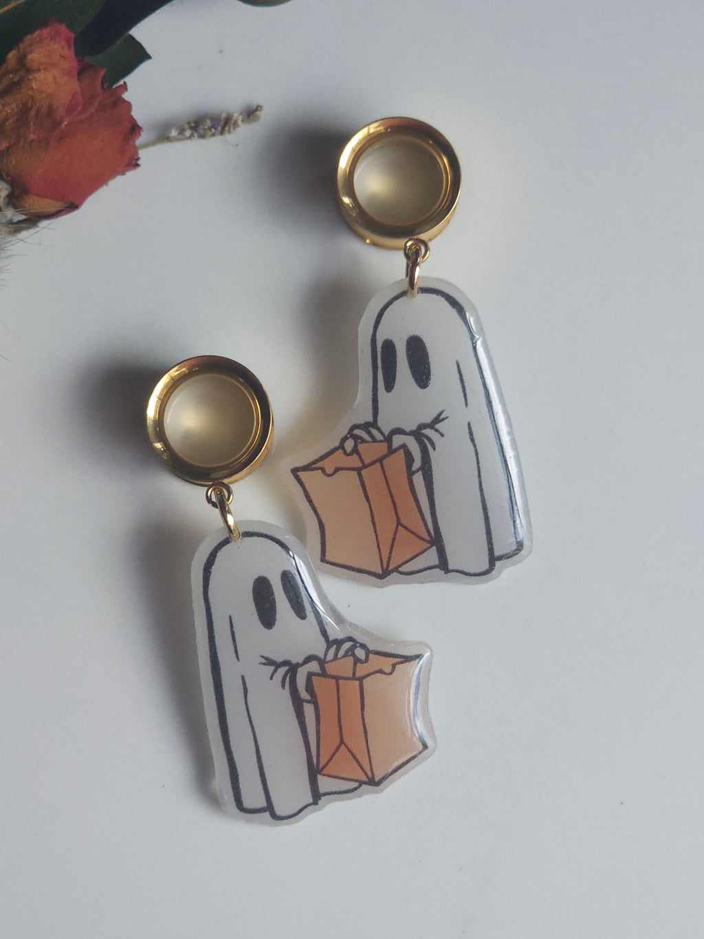 Cute Ghost Halloween dangle gauges