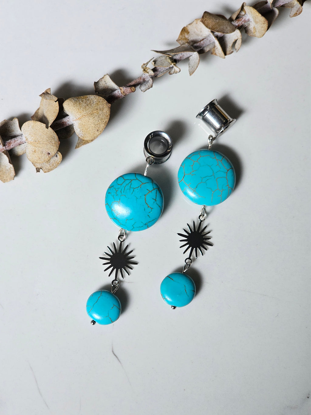 Turquoise dangle gauges